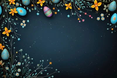 Easter Egg Border With Floral Decorations