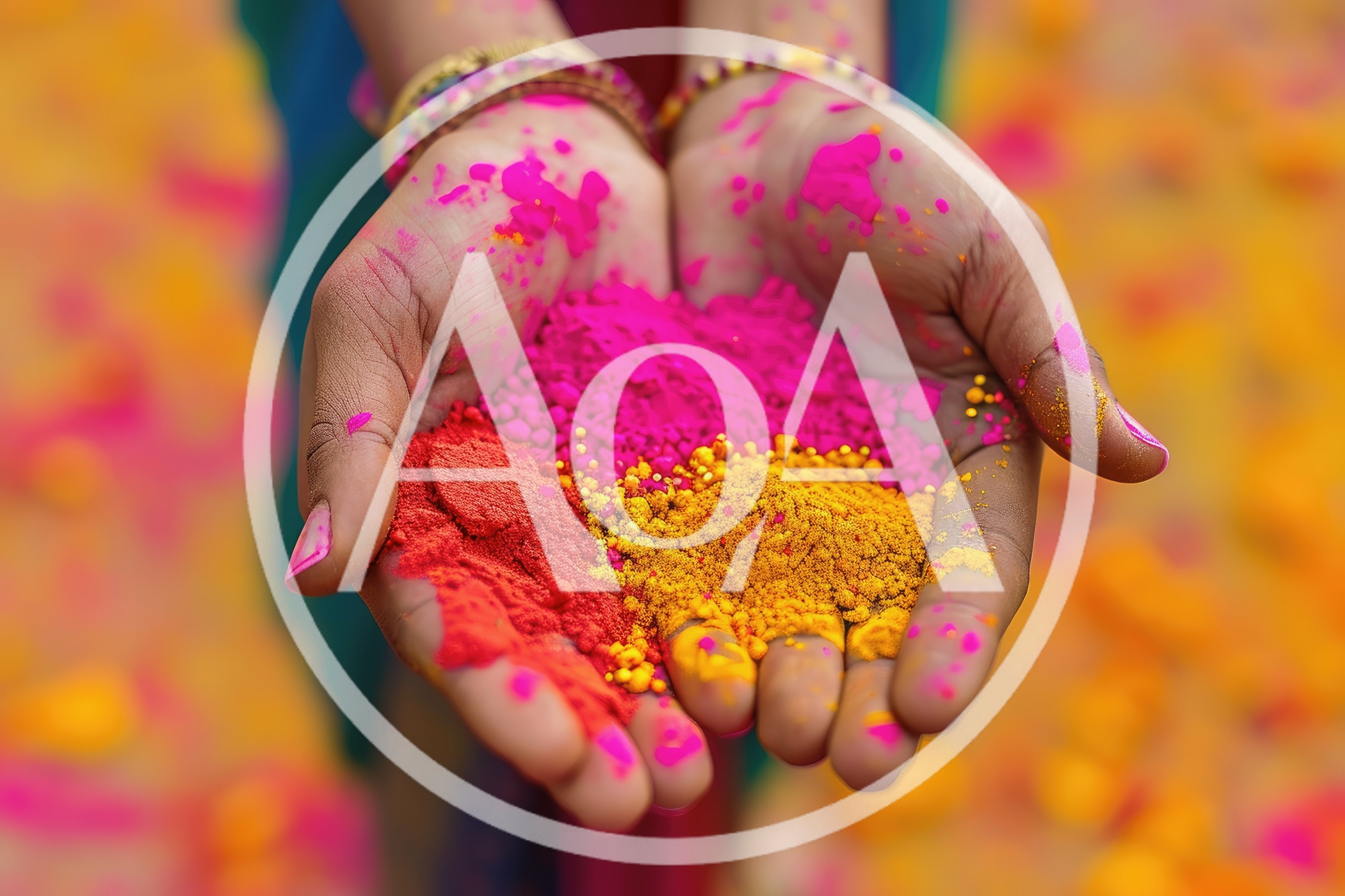 Hands Holding Vibrant Holi Festival Colored Powder