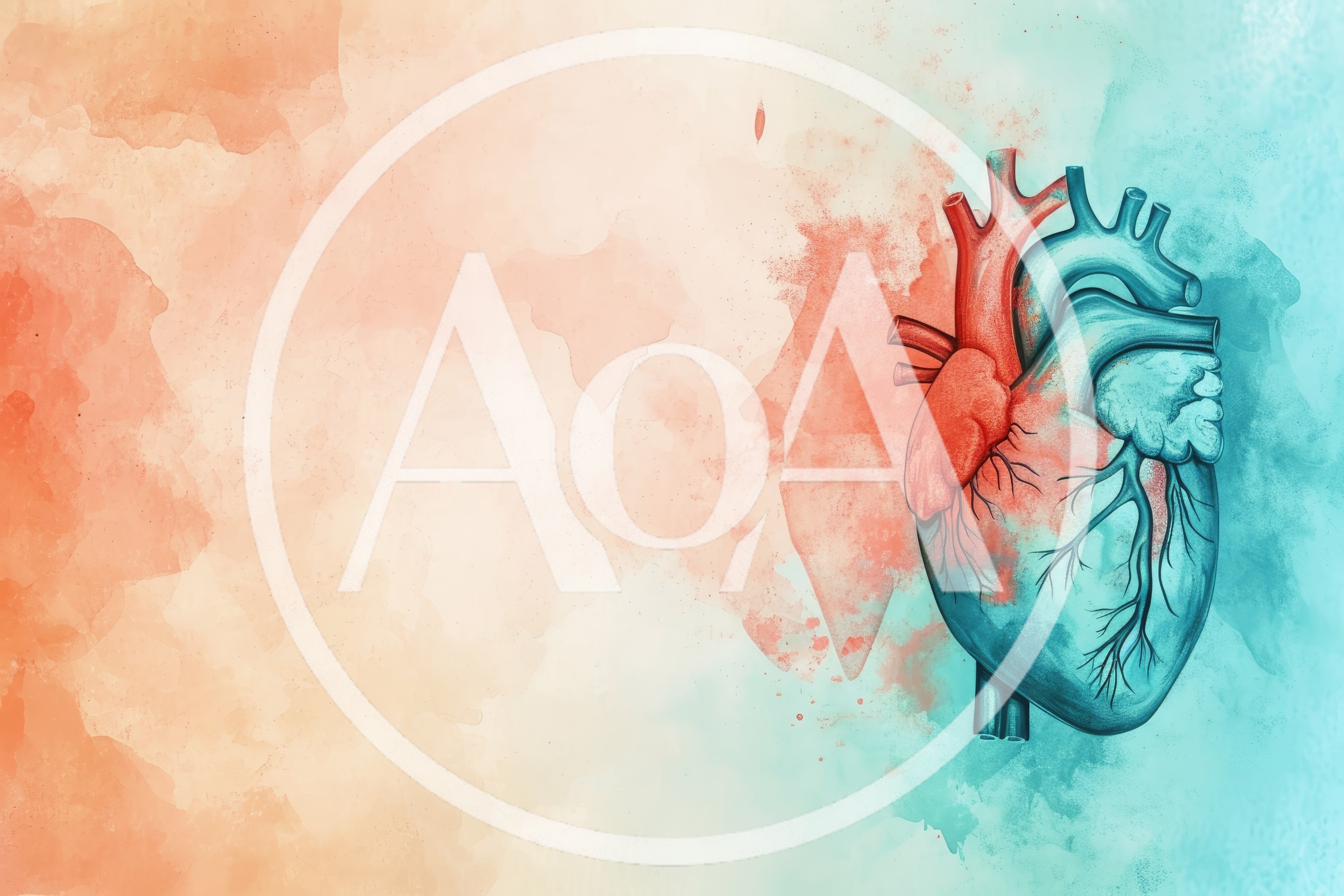 Watercolor Illustration Of Human Heart Anatomy