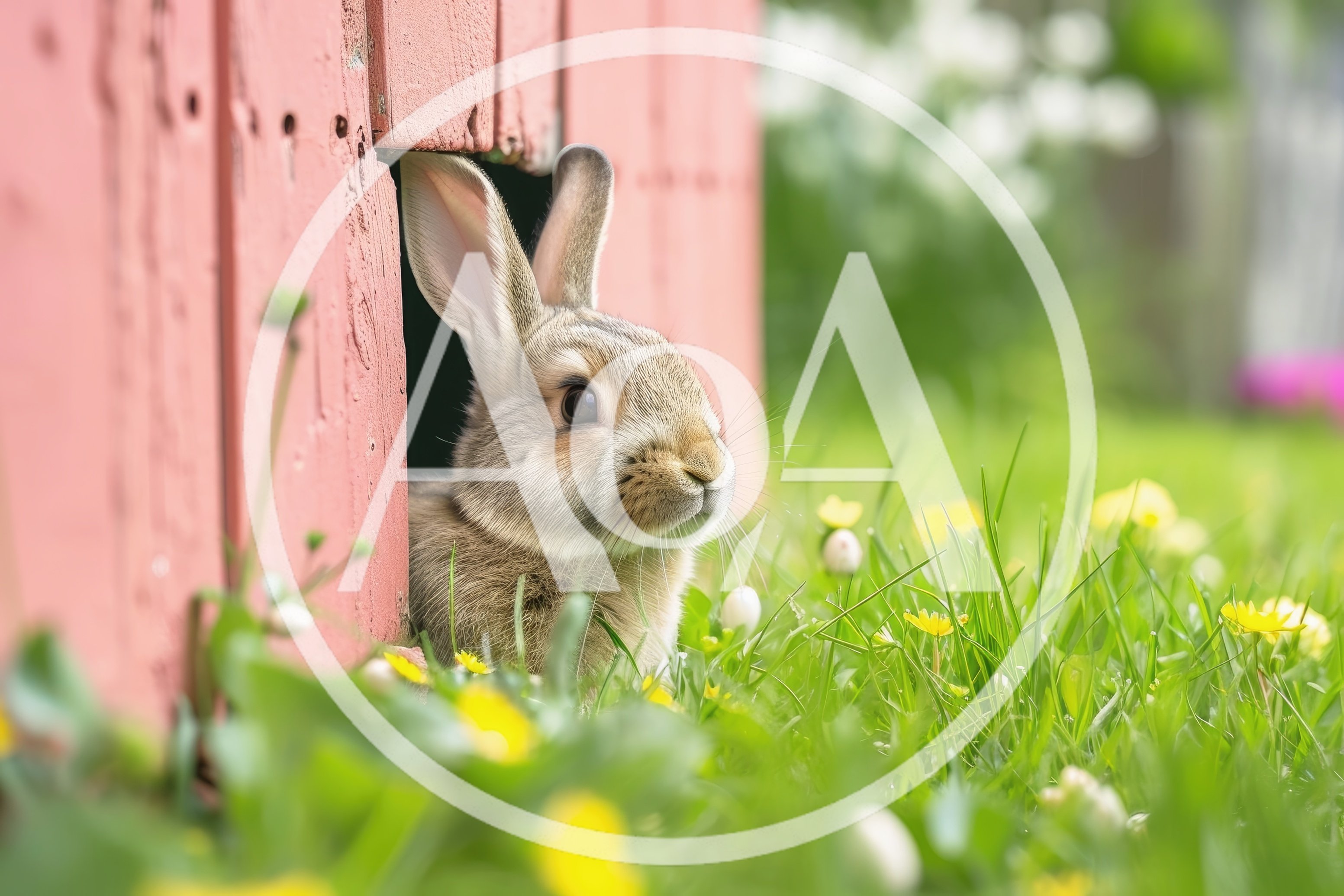 Cute Brown Rabbit Peeking Out Of A Red Hutch