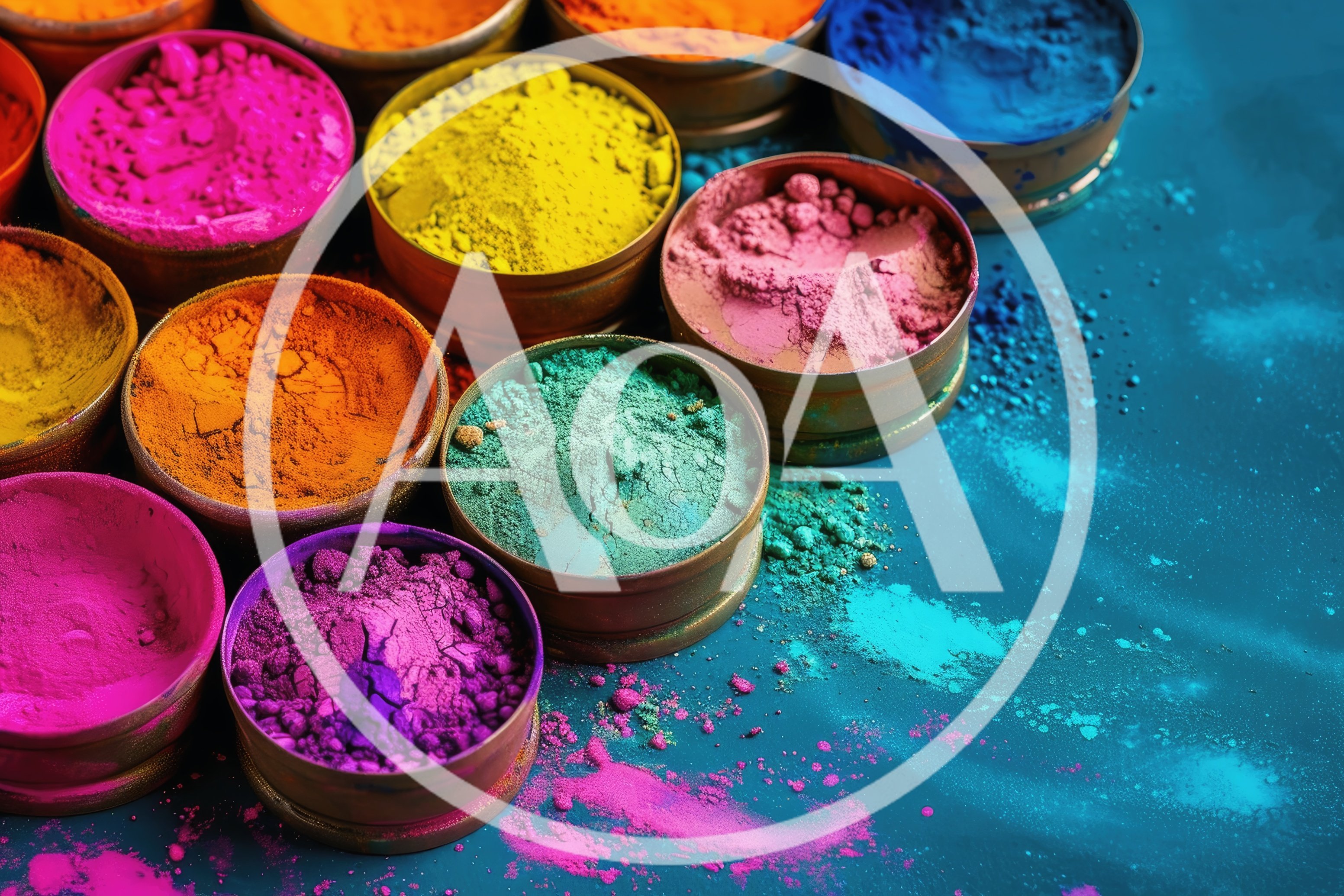 Vibrant Holi Festival Colored Powder Bowls