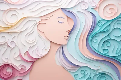 Paper Quilling Art Of A Woman With Flowing Hair