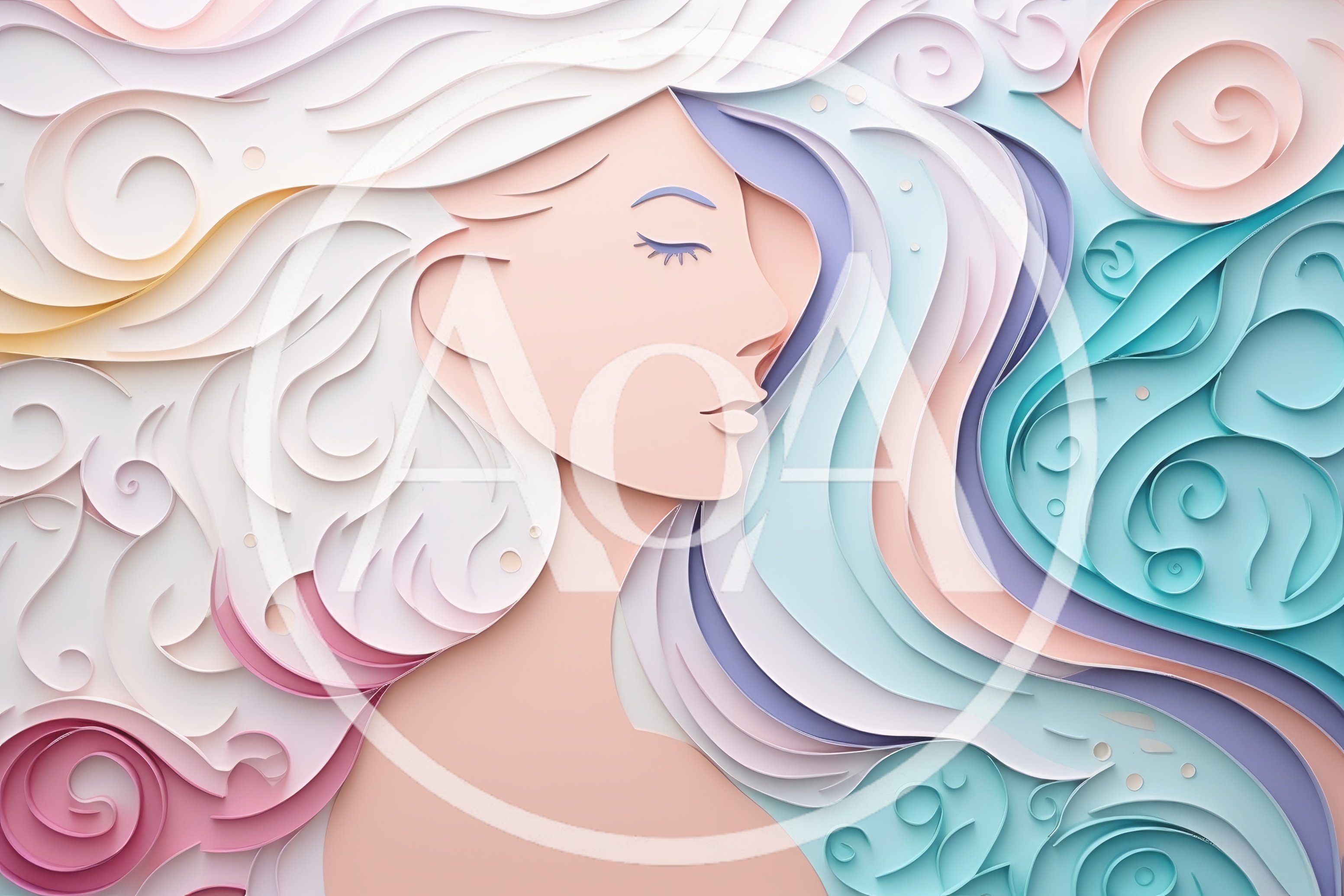 Paper Quilling Art Of A Woman With Flowing Hair