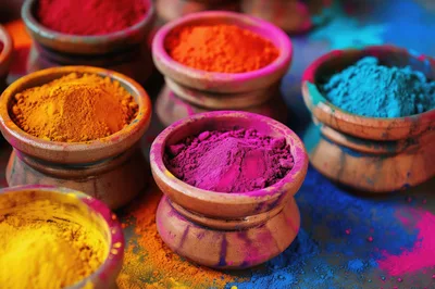Colorful Holi Festival Powder Bowls