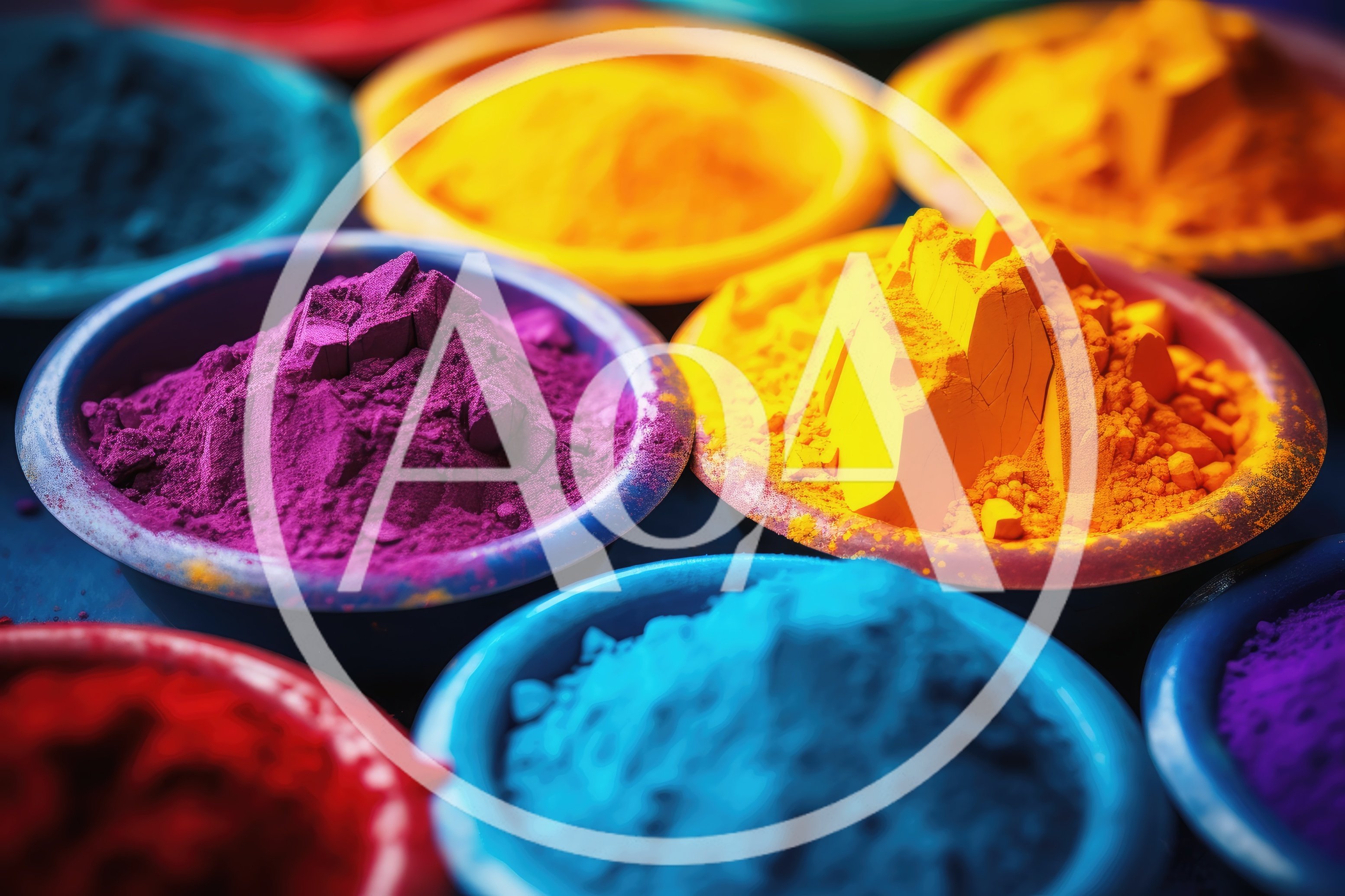 Vibrant Holi Festival Colored Powder Bowls