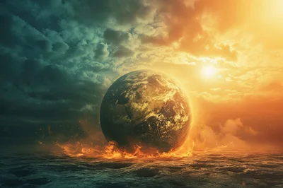 Apocalyptic Planet Impacting Into A Dark Ocean