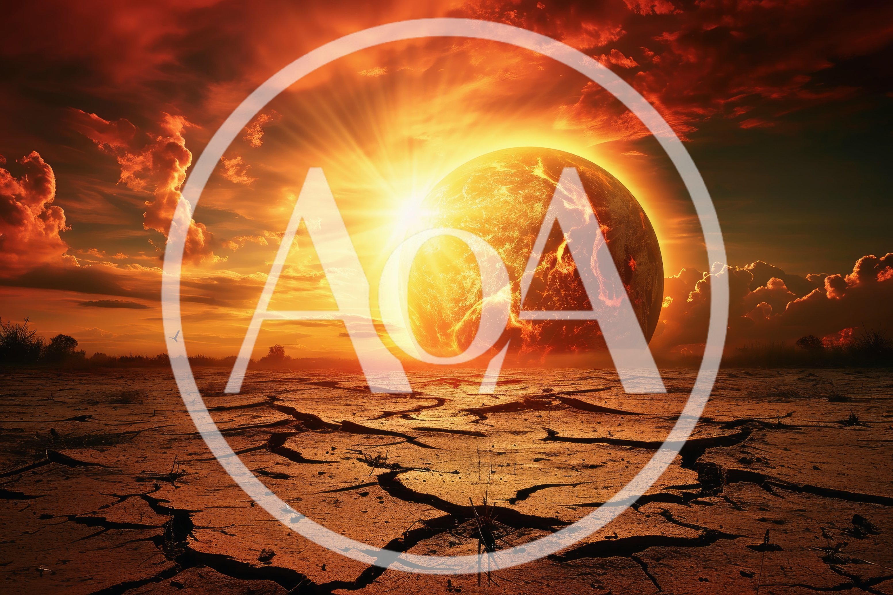 Apocalyptic Landscape With A Burning Planet And Cracked Earth