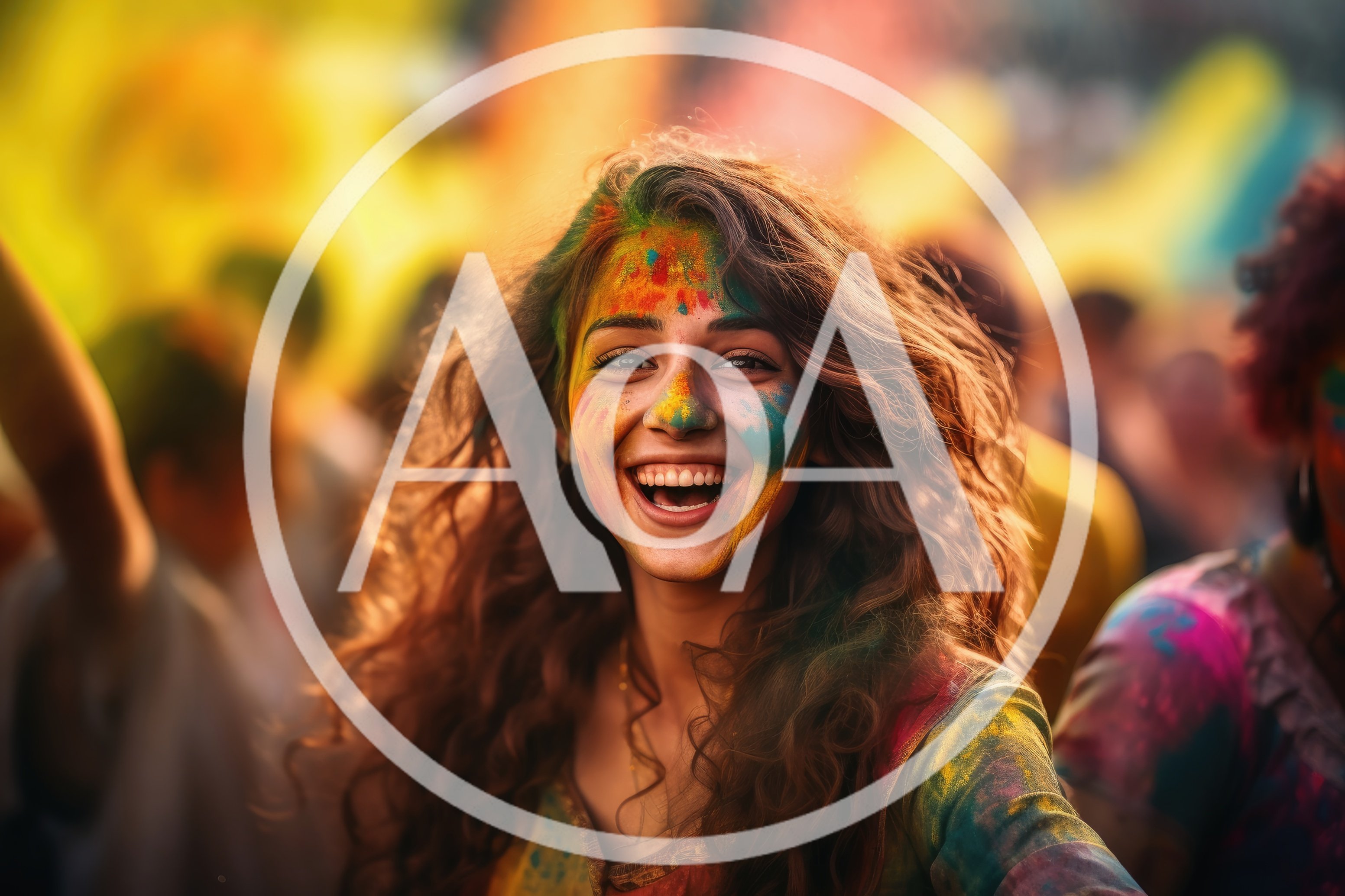 Young Woman Celebrating Holi Festival With Colorful Powder