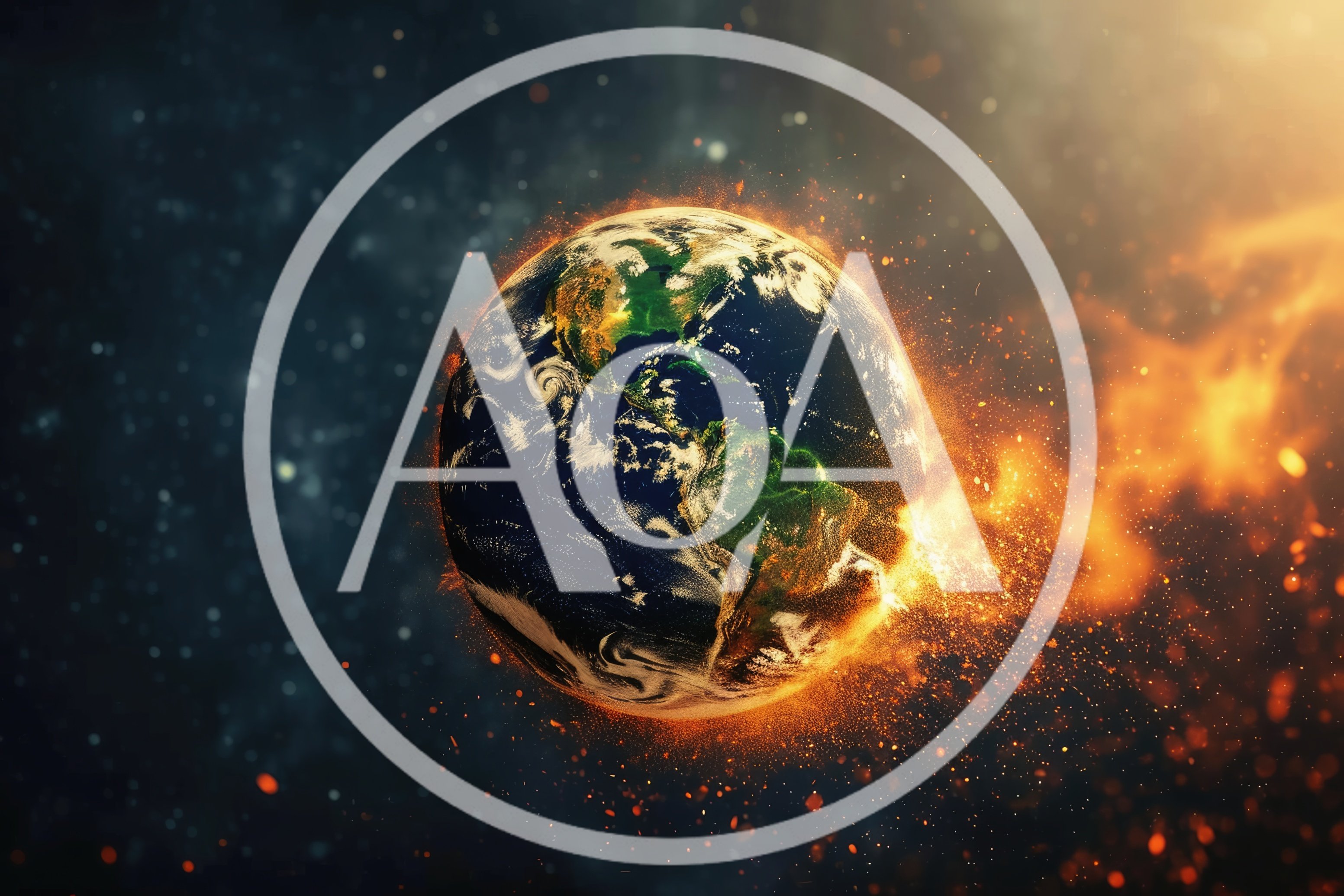 Burning Planet Earth Floating In Deep Space