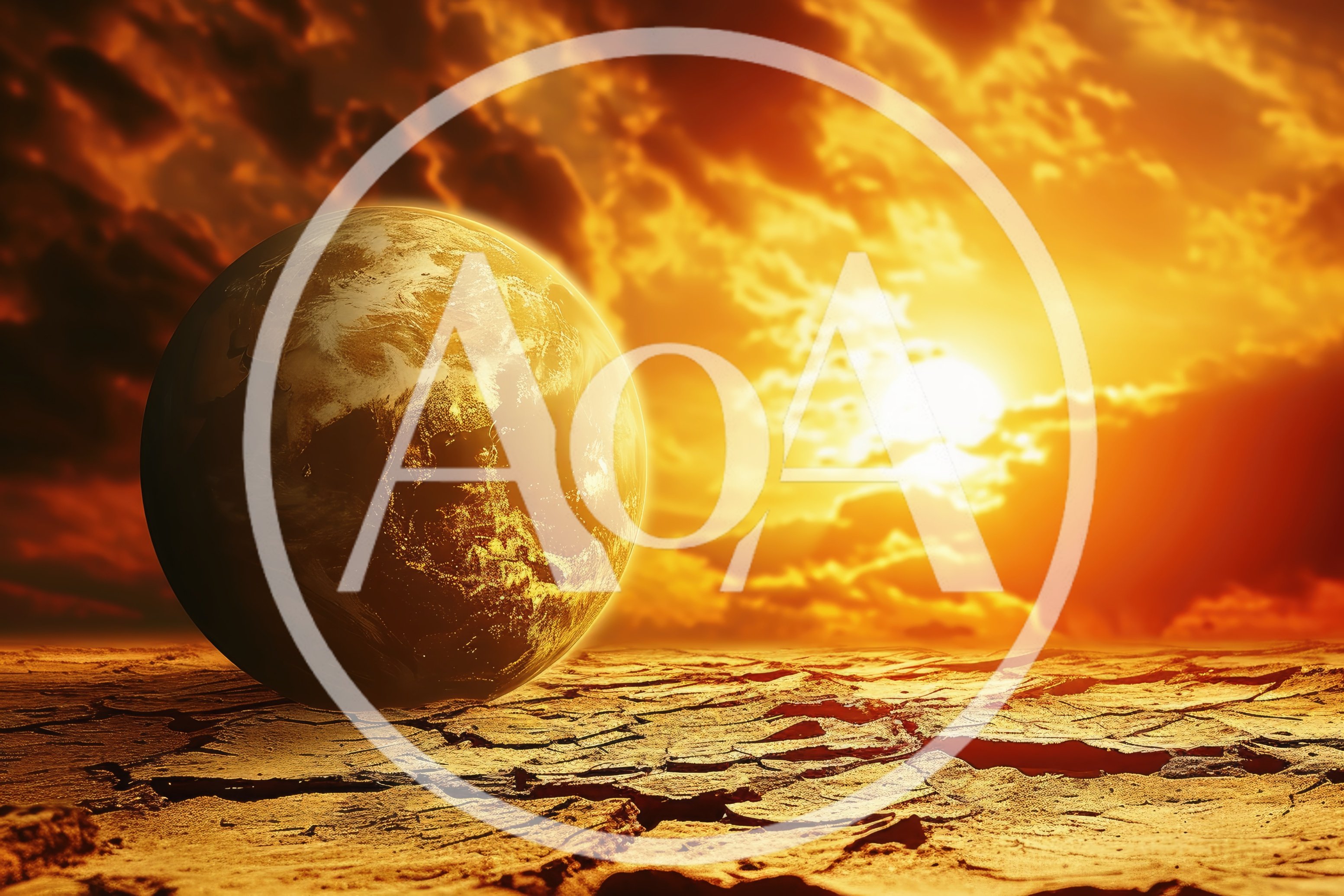 Conceptual Earth Globe Over Cracked Arid Desert Landscape