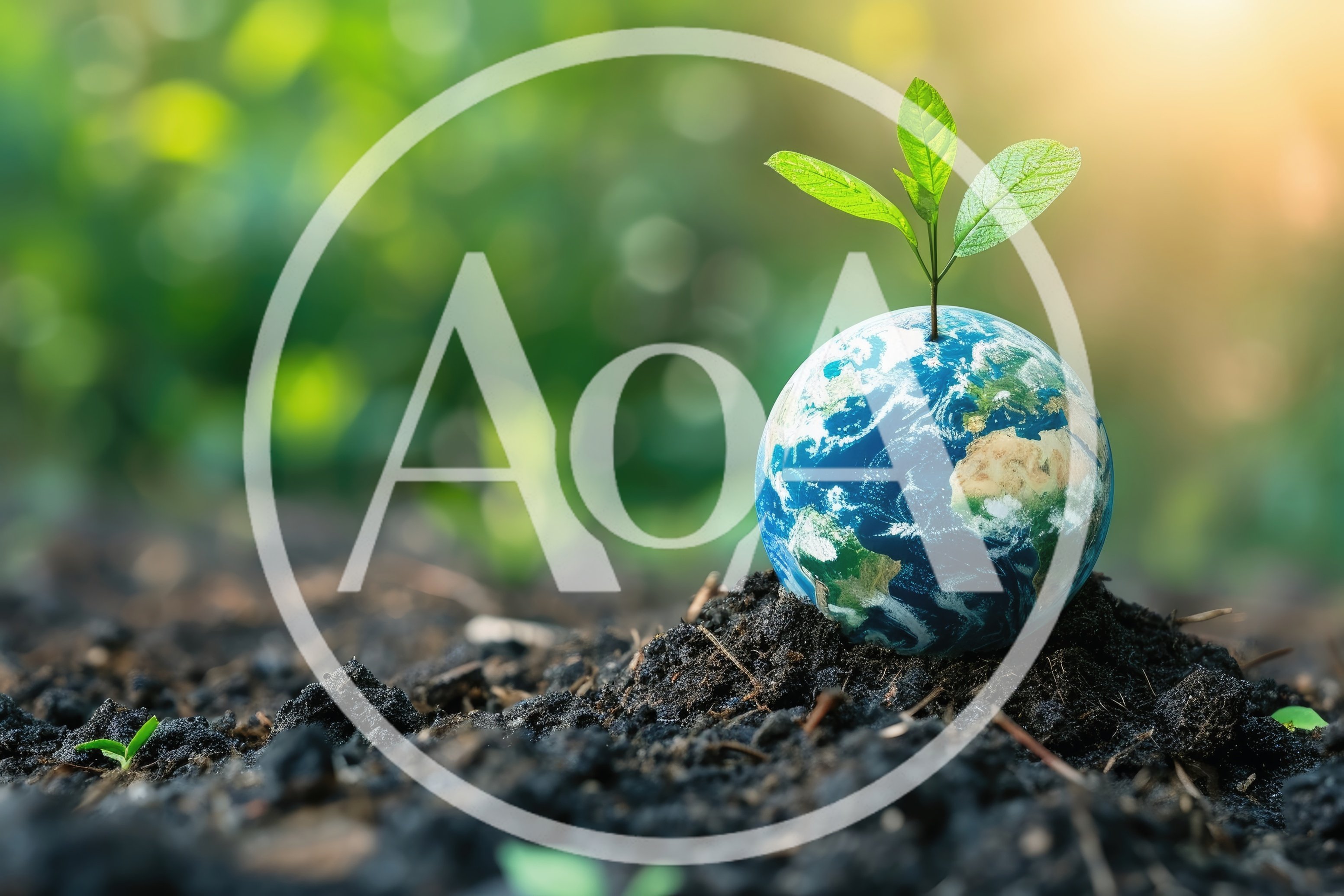 Small Plant Growing From A Miniature Earth Globe