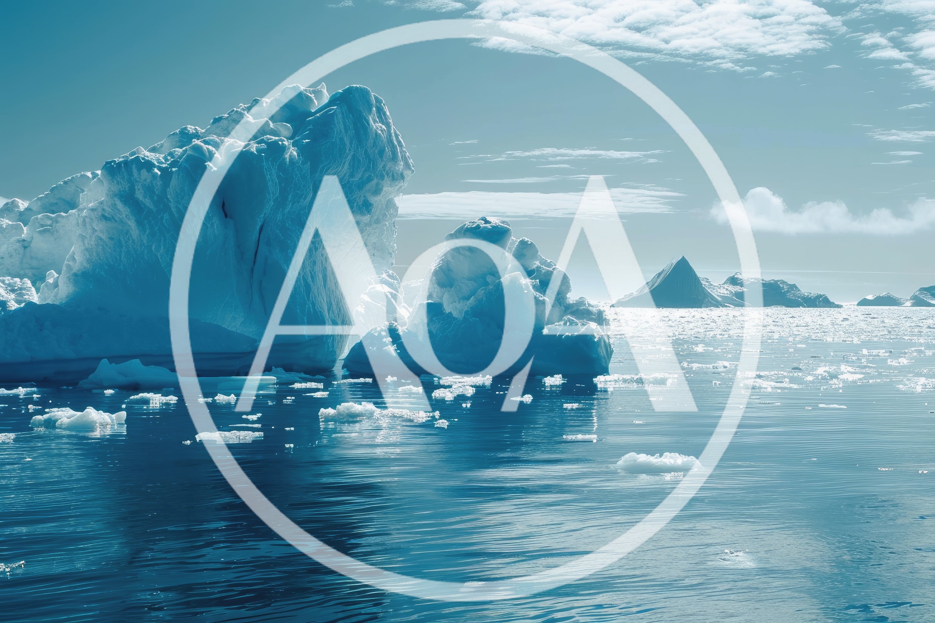 Massive Icebergs Floating In Arctic Ocean Waters