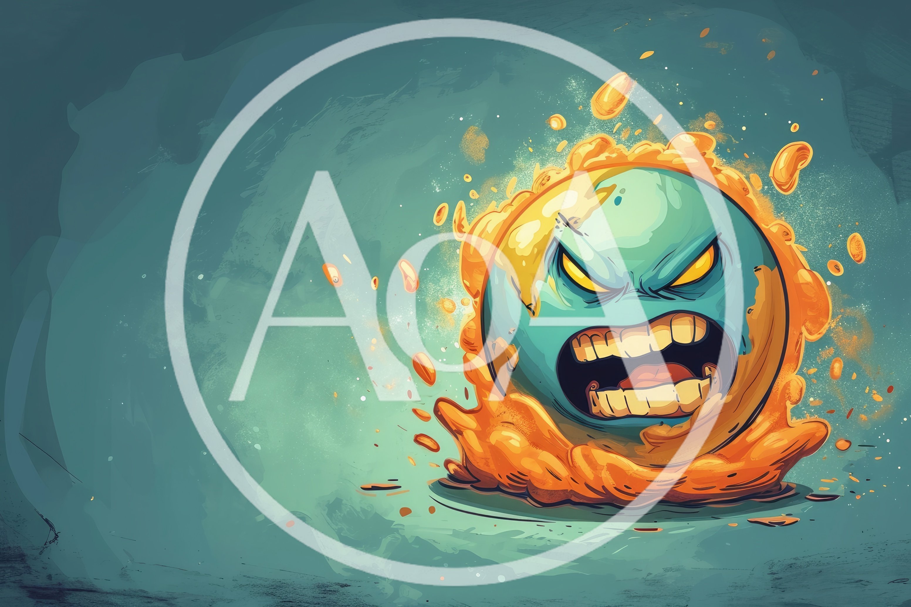 Angry Cartoon Planet Character With Fiery Aura