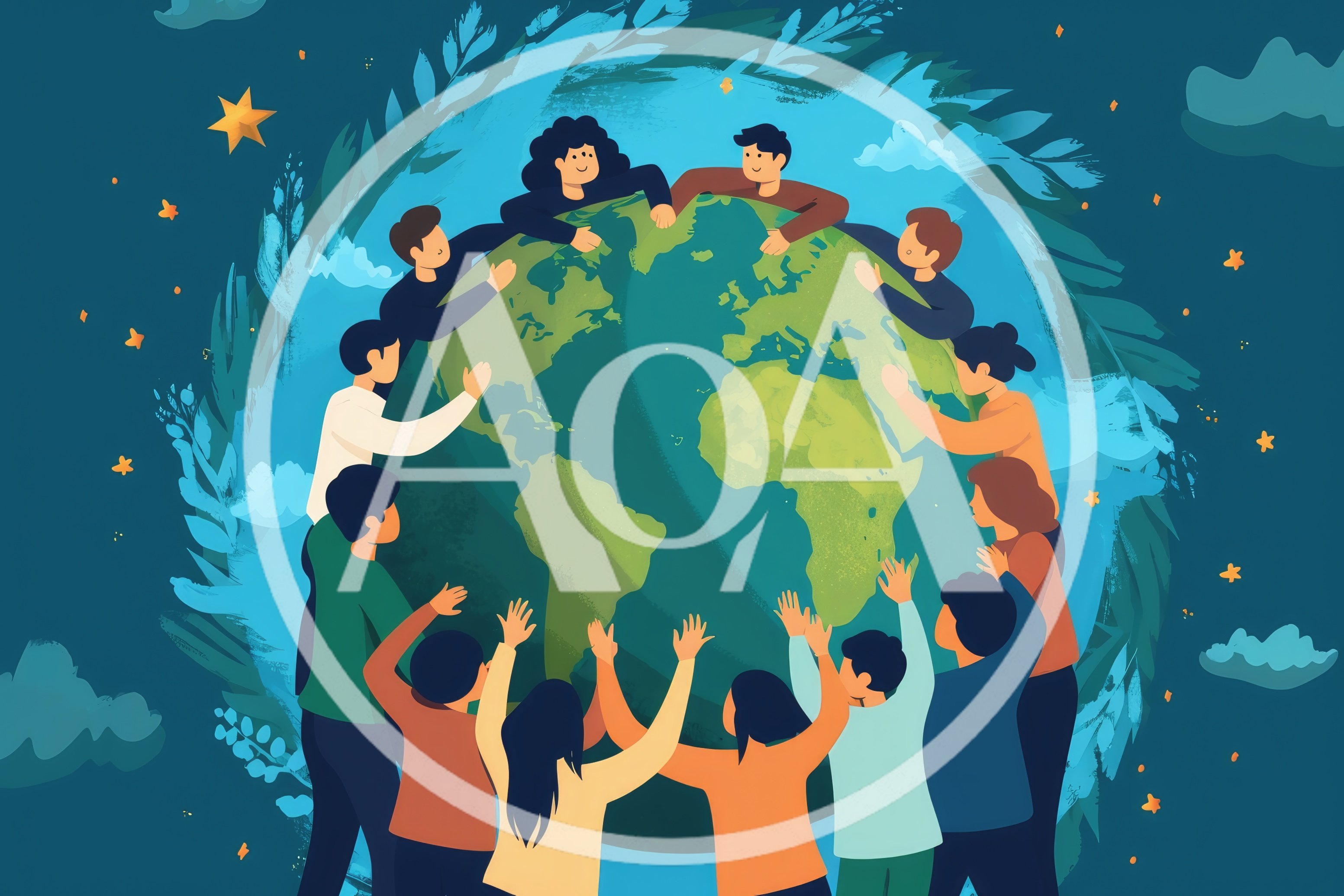 Diverse Group Of People Holding Hands Around The Earth
