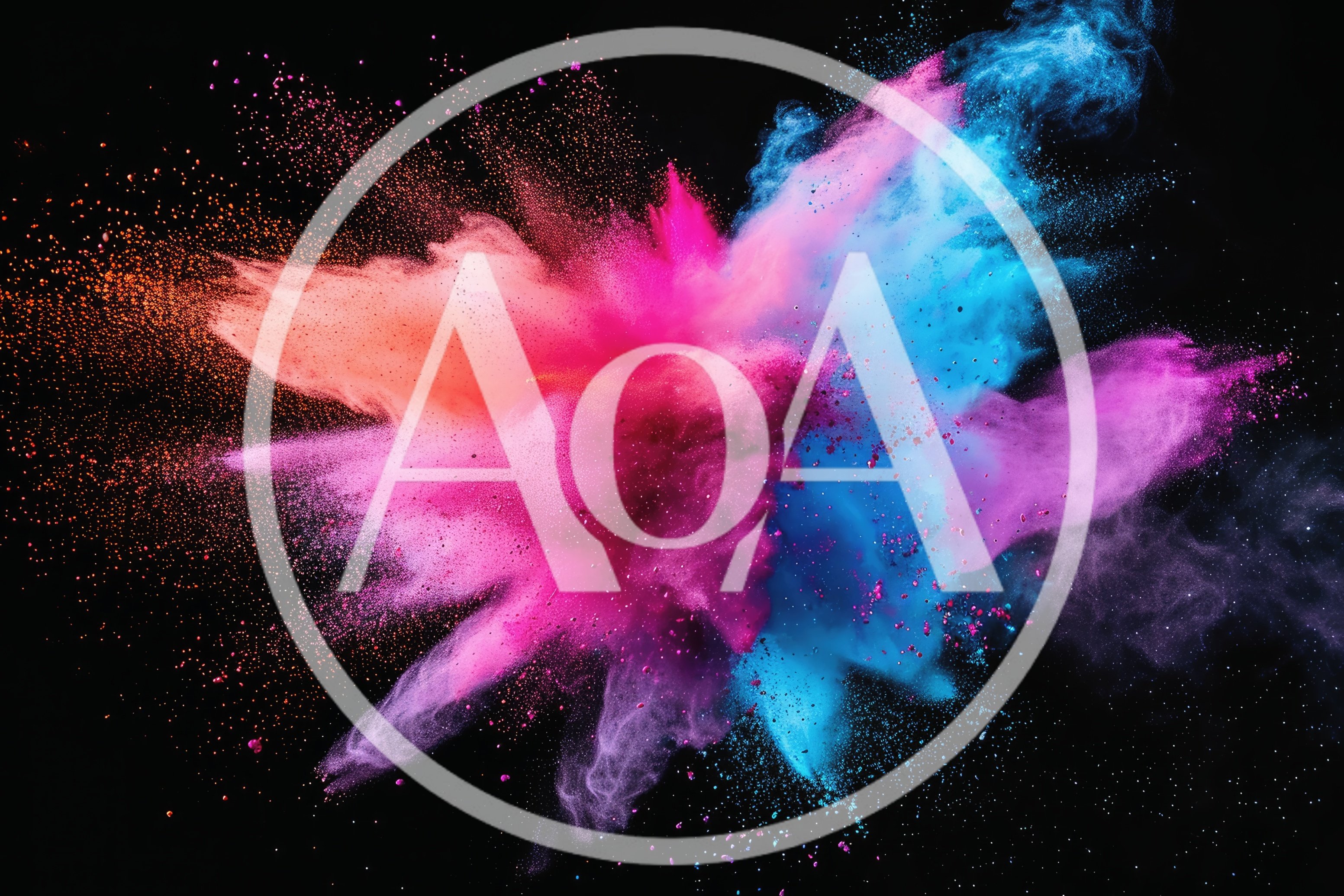 Vibrant Multi-Colored Powder Explosion Against Black Background