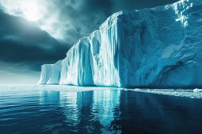 Massive Iceberg Floating In Arctic Ocean Waters