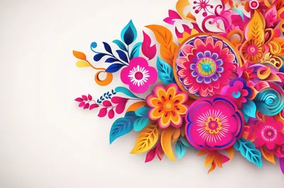 Vibrant Paper Cutout Floral Arrangement Illustration