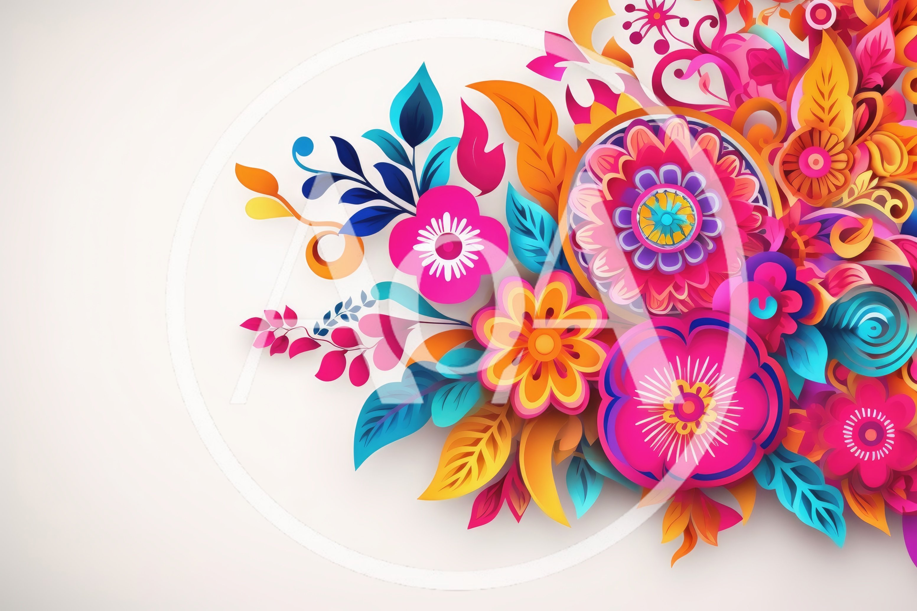 Vibrant Paper Cutout Floral Arrangement Illustration