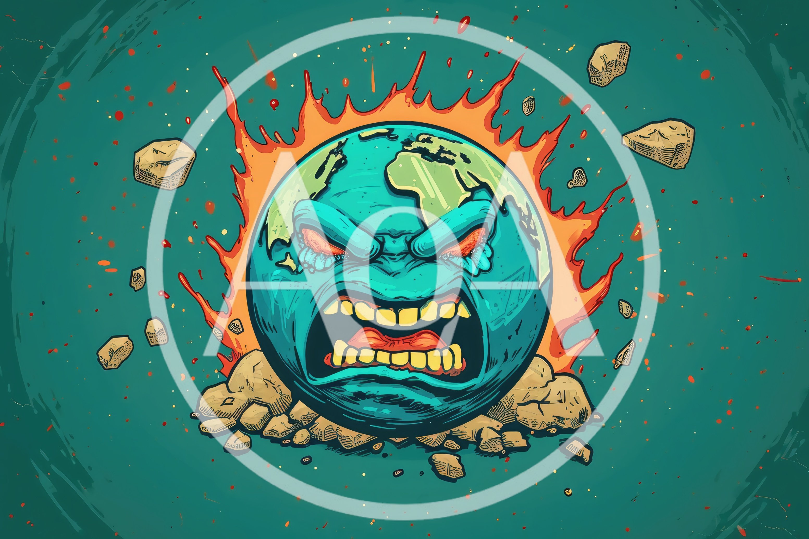 Angry Earth Planet Cartoon Illustration