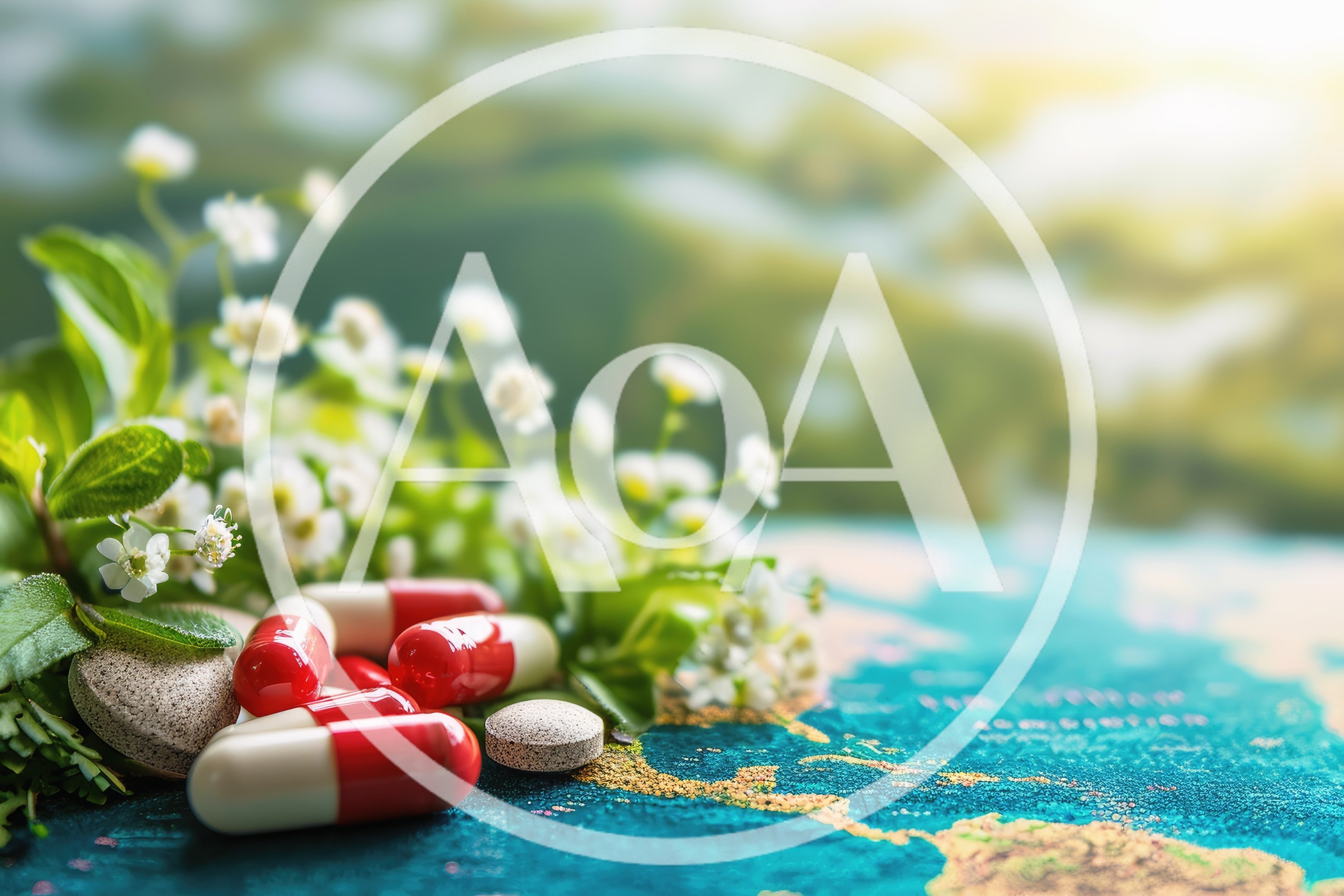 Red and White Medical Capsules on World Map
