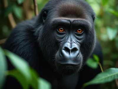 Close Up Portrait Of A Wild Mountain Gorilla