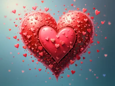Floating Red Hearts Composition for Valentine Day