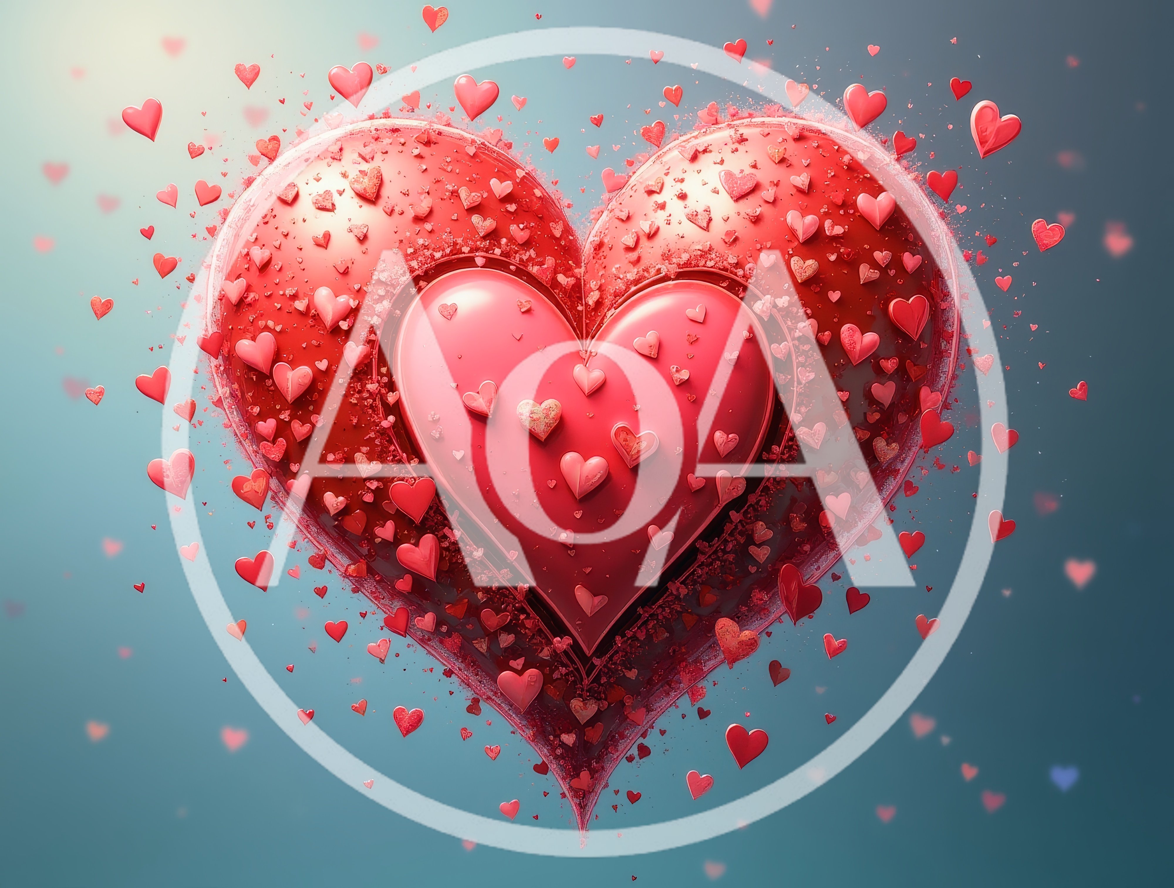 Floating Red Hearts Composition for Valentine Day