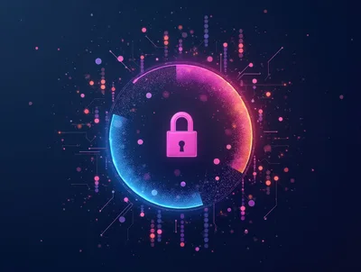 Digital Security Concept With Glowing Padlock Icon