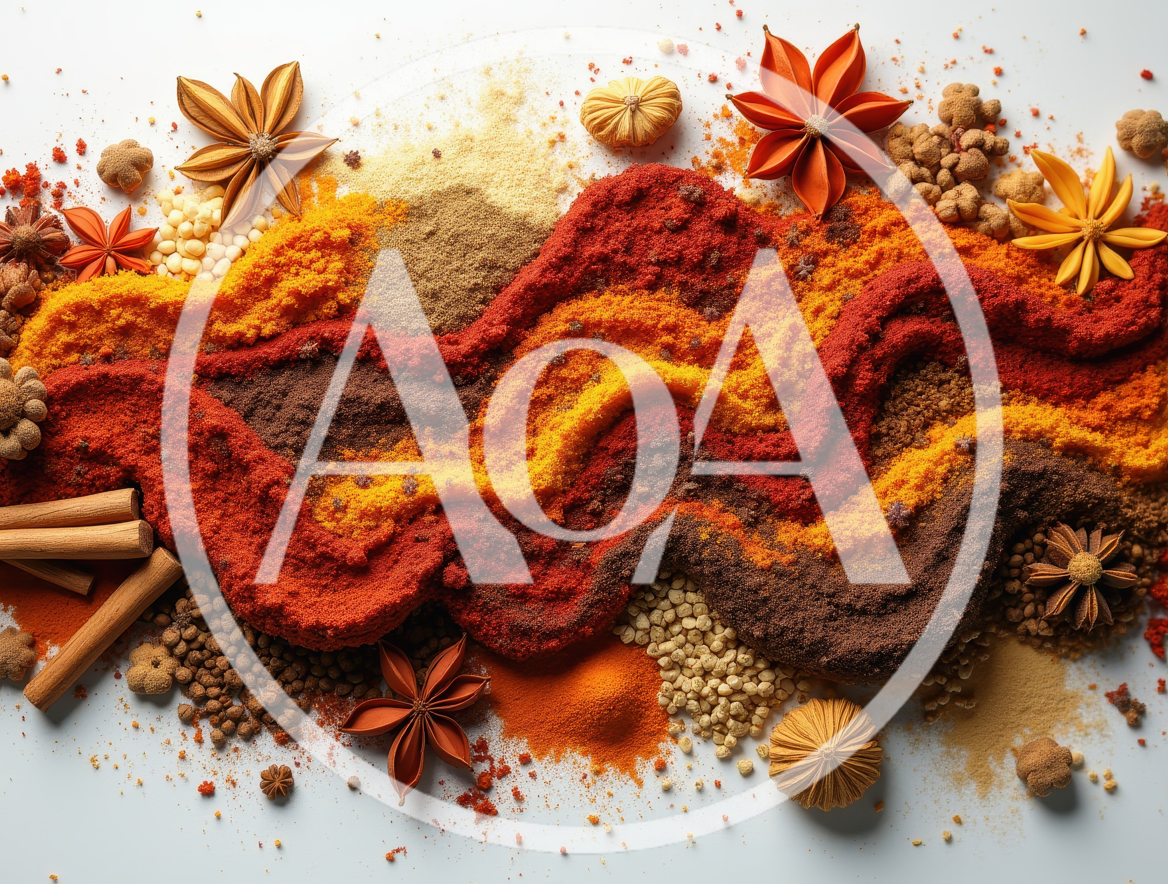 Vibrant Assorted Spices Arranged In Wavy Patterns