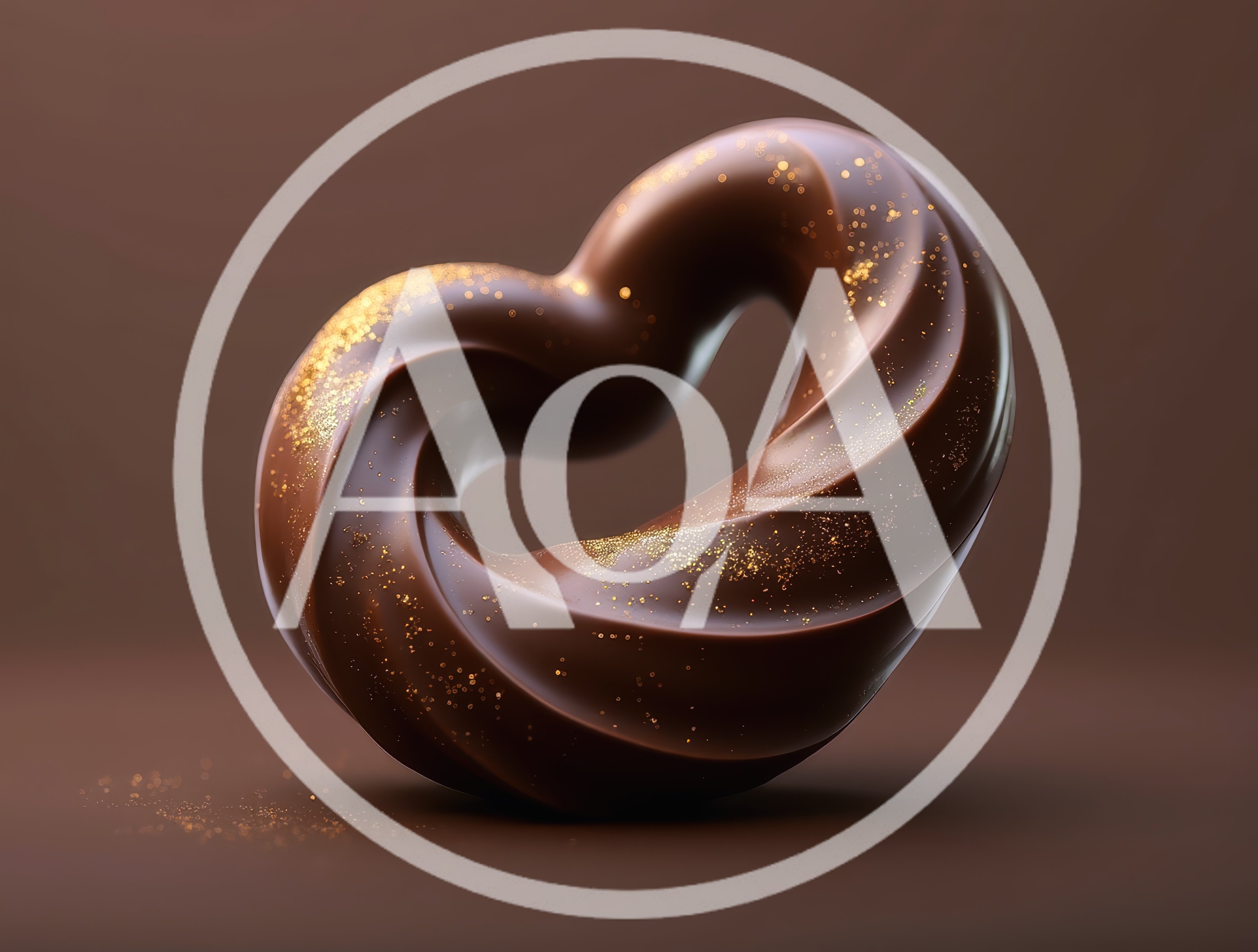 Abstract Chocolate Heart Sculpture With Gold Dust