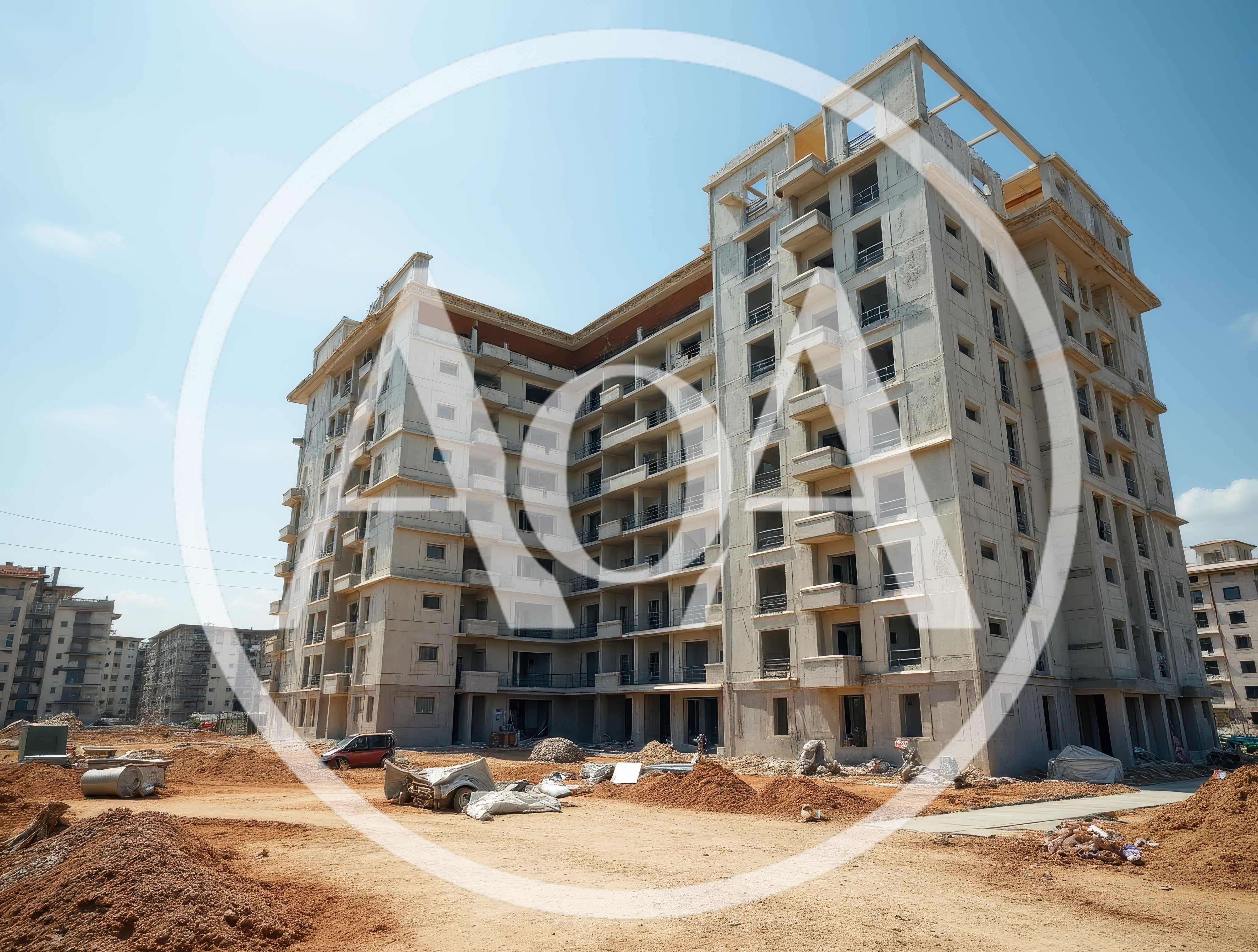 Unfinished Residential Apartment Building Under Construction