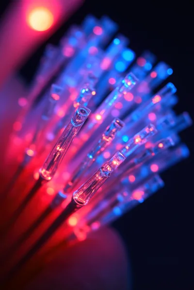 Macro View Of Glowing Fiber Optic Light Strands
