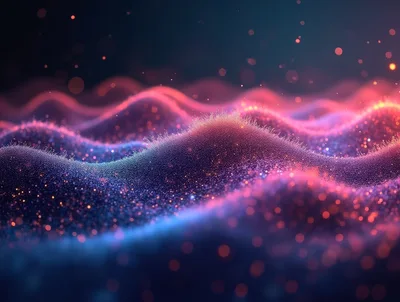 Abstract Digital Waveform With Glowing Particle Texture