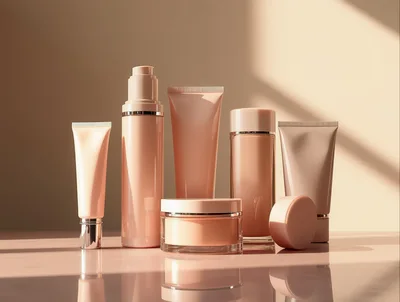 Collection Of Luxury Skincare Cosmetic Bottles