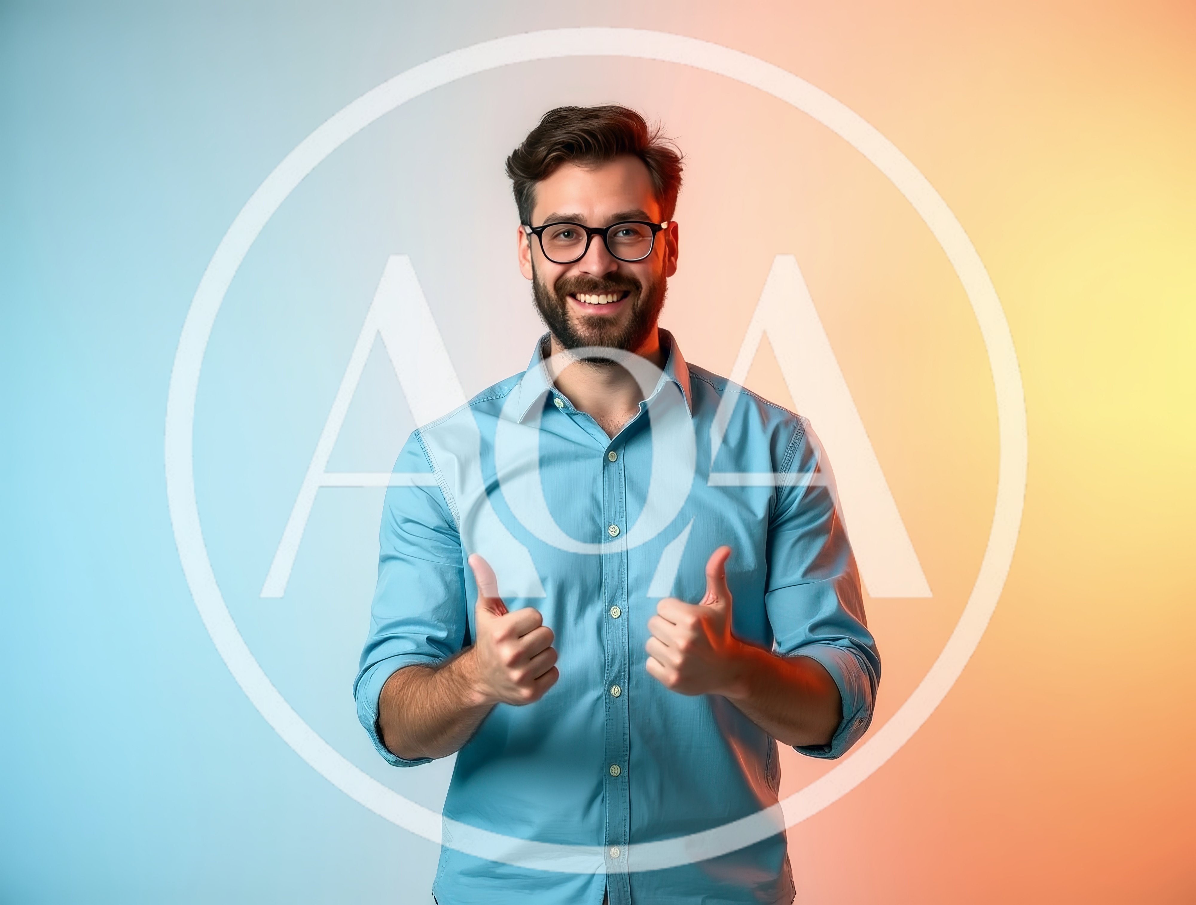 Smiling Man Giving Thumbs Up Gesture
