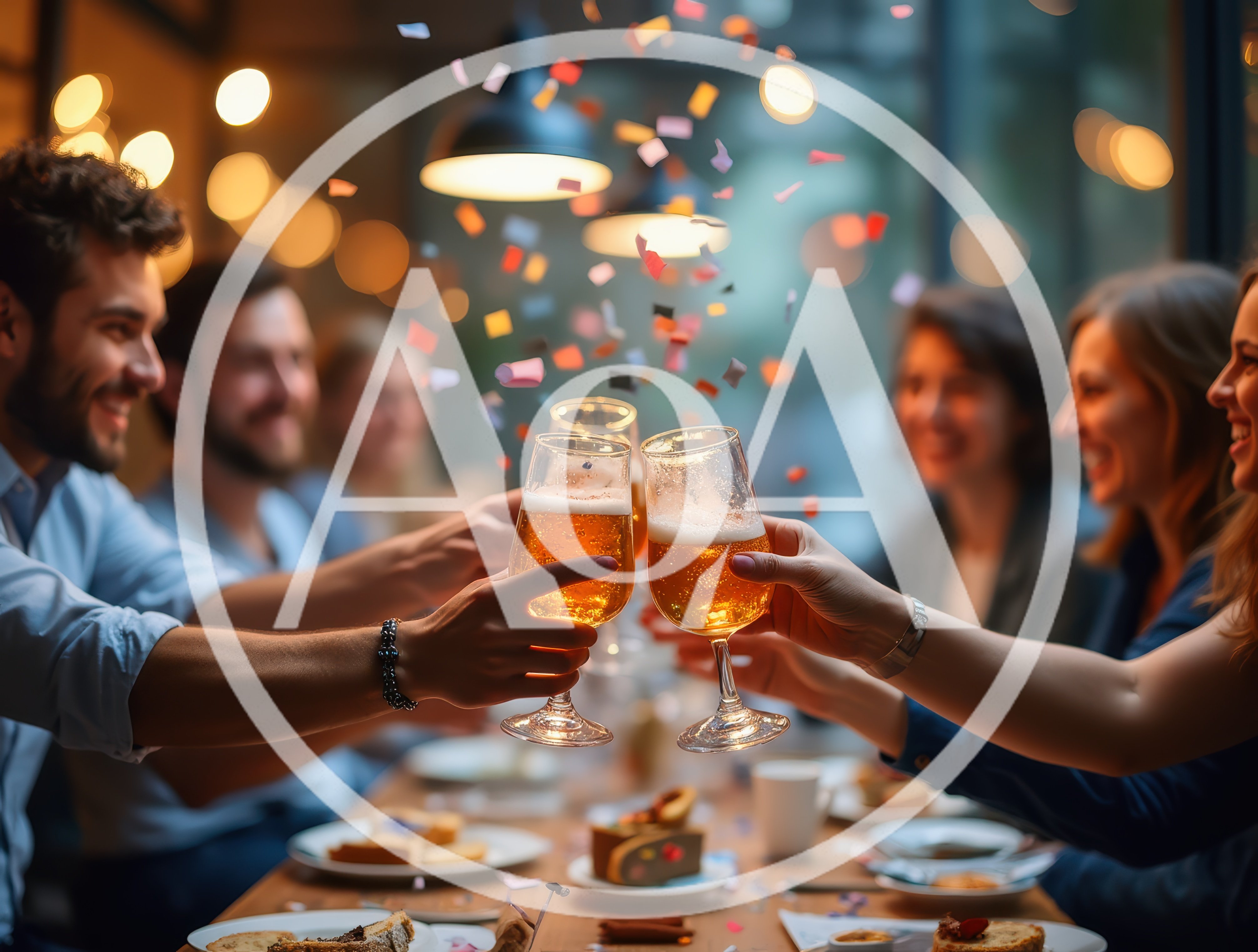 Friends Celebrating With Beer Toasts At A Festive Dinner