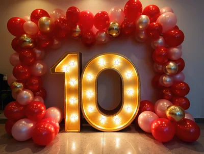 Large Lighted Number Ten Birthday Decoration