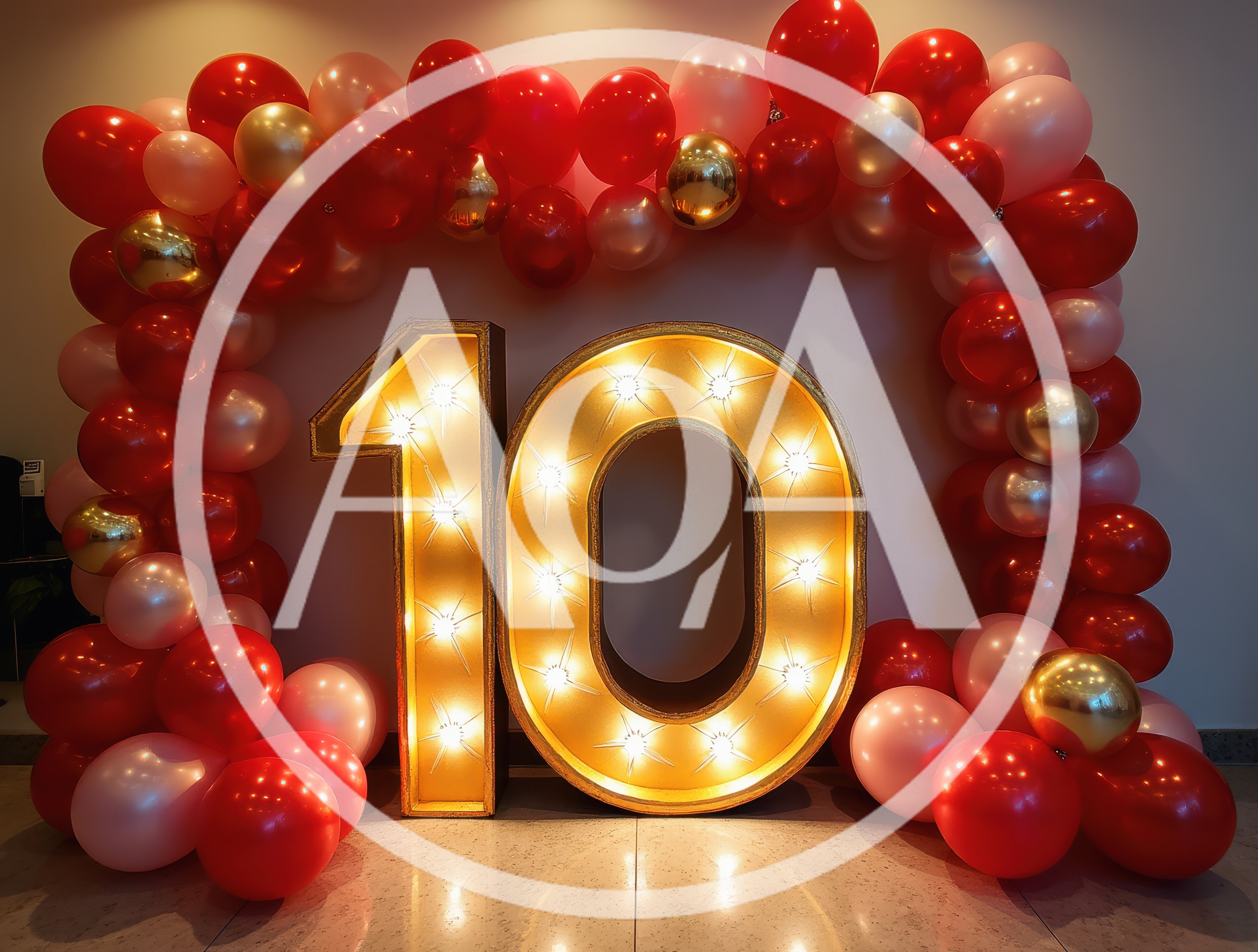 Large Lighted Number Ten Birthday Decoration