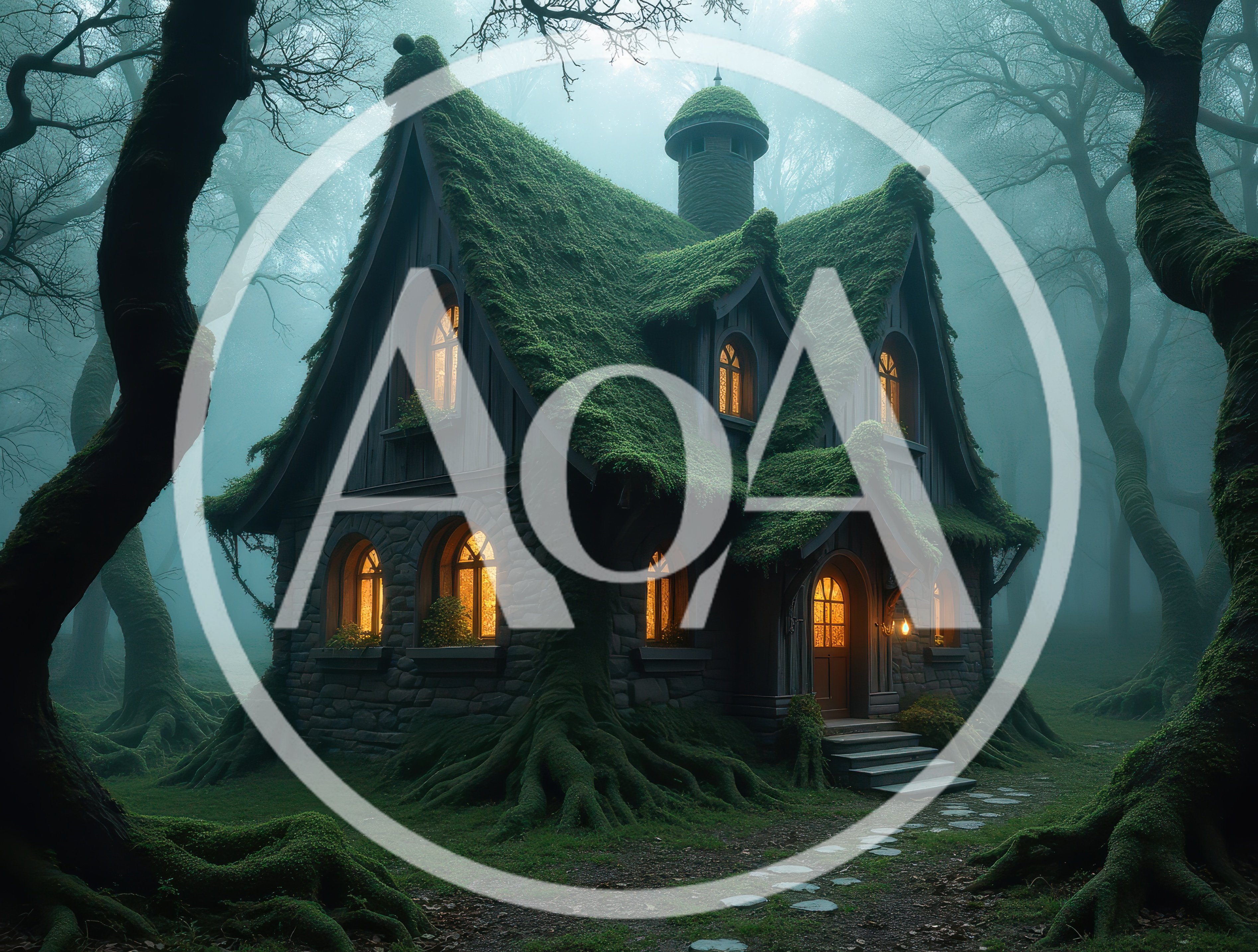 Enchanted Stone Cottage In A Misty Forest