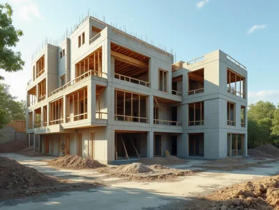 Modern Concrete Apartment Building Under Construction