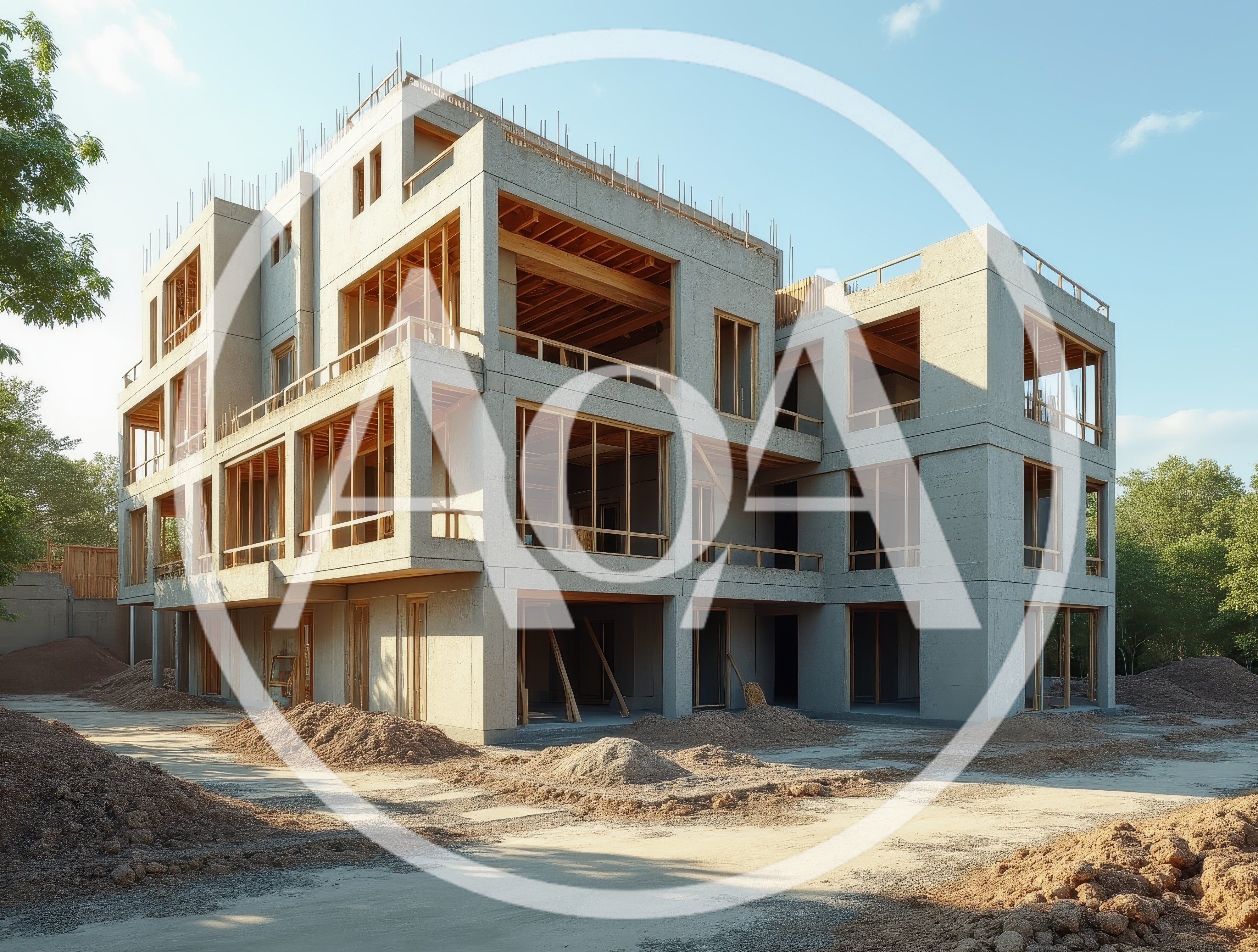 Modern Concrete Apartment Building Under Construction