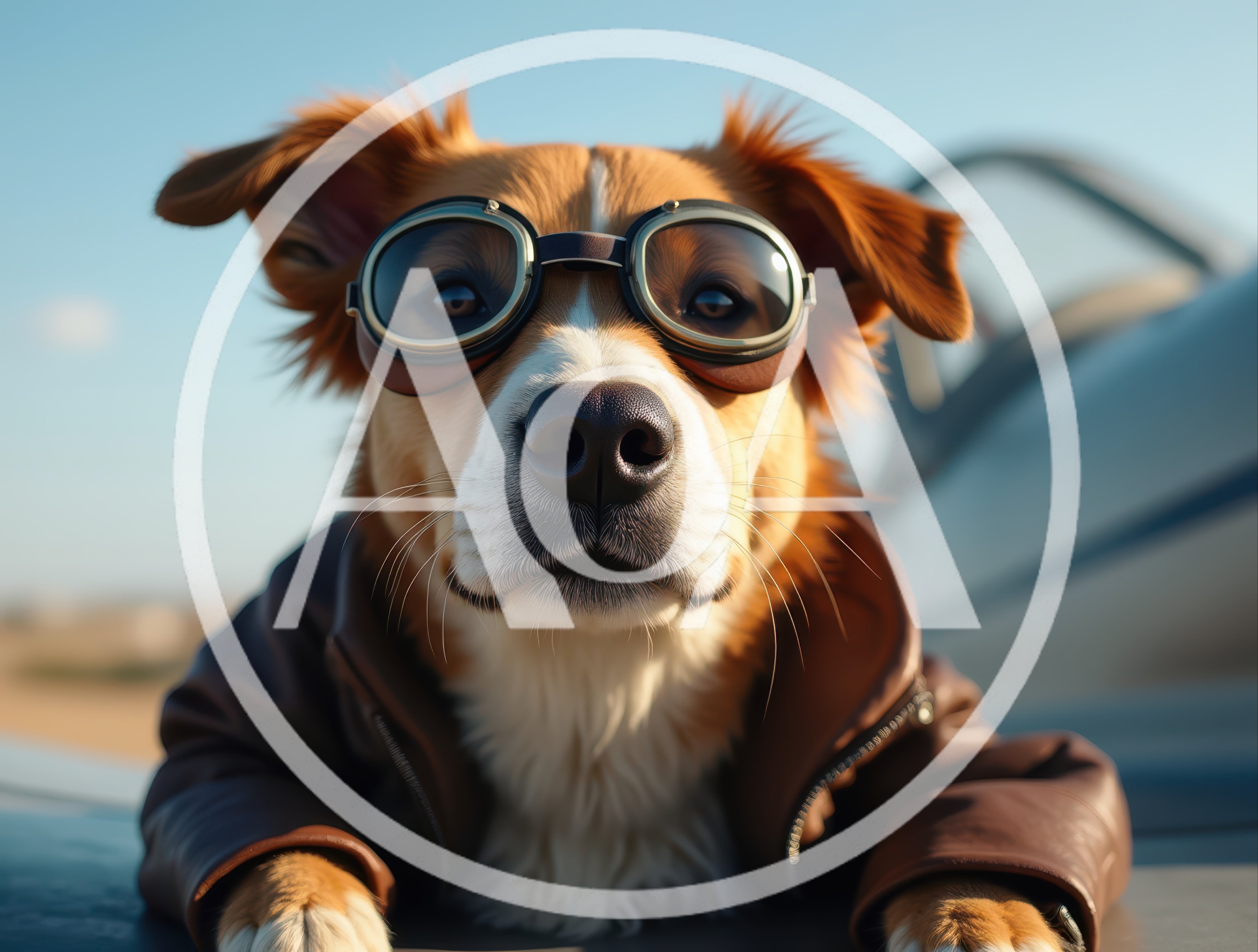 Dog Wearing Aviator Goggles And Leather Jacket
