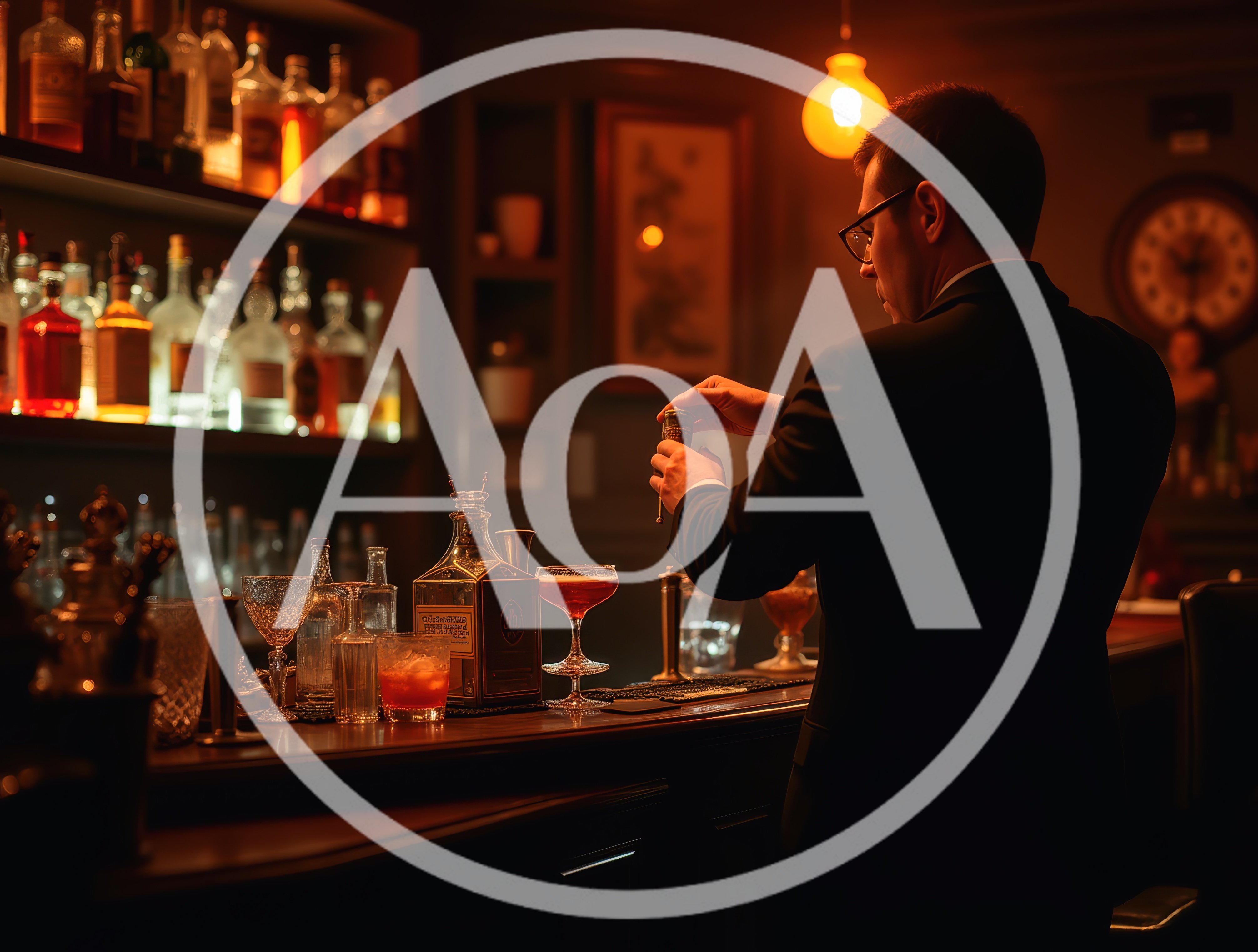 Professional Bartender Preparing A Cocktail In A Dimly Lit Bar