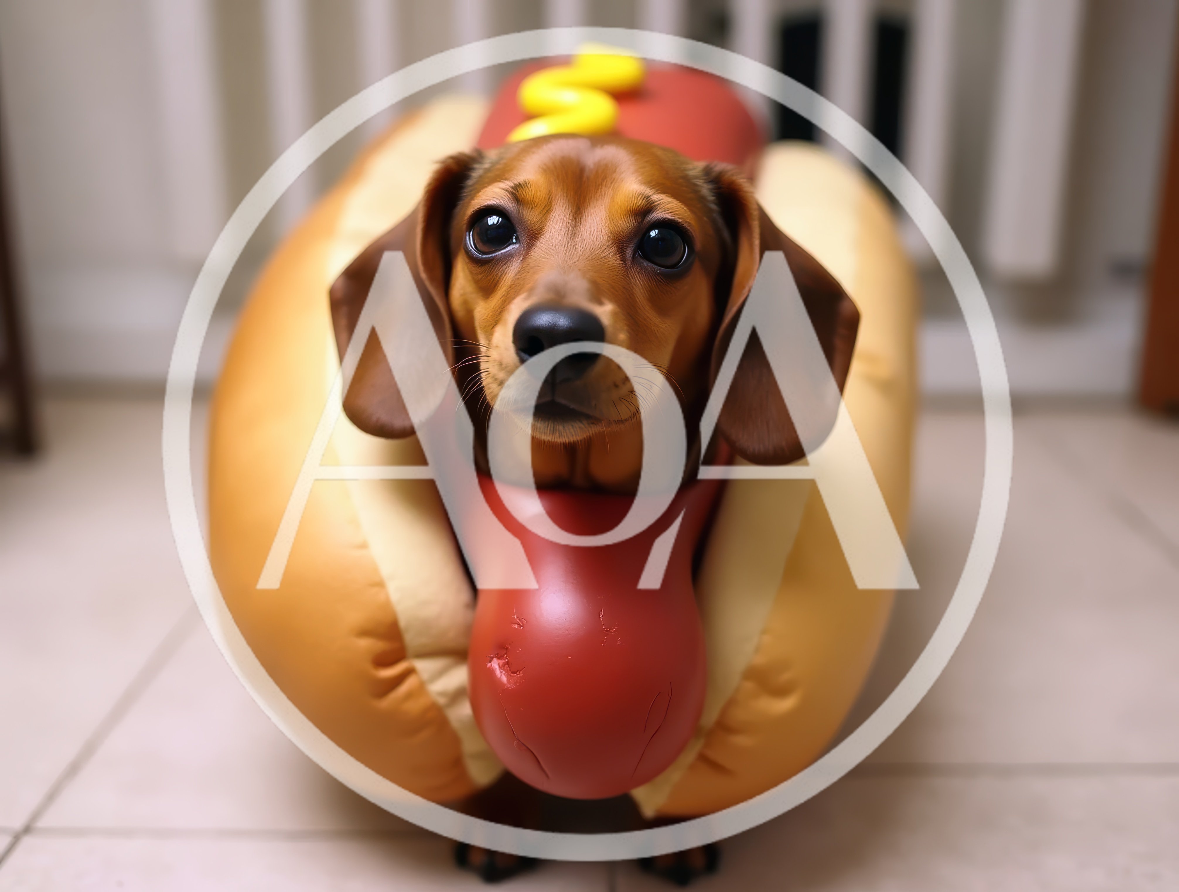 Dachshund Dog Wearing A Hot Dog Costume