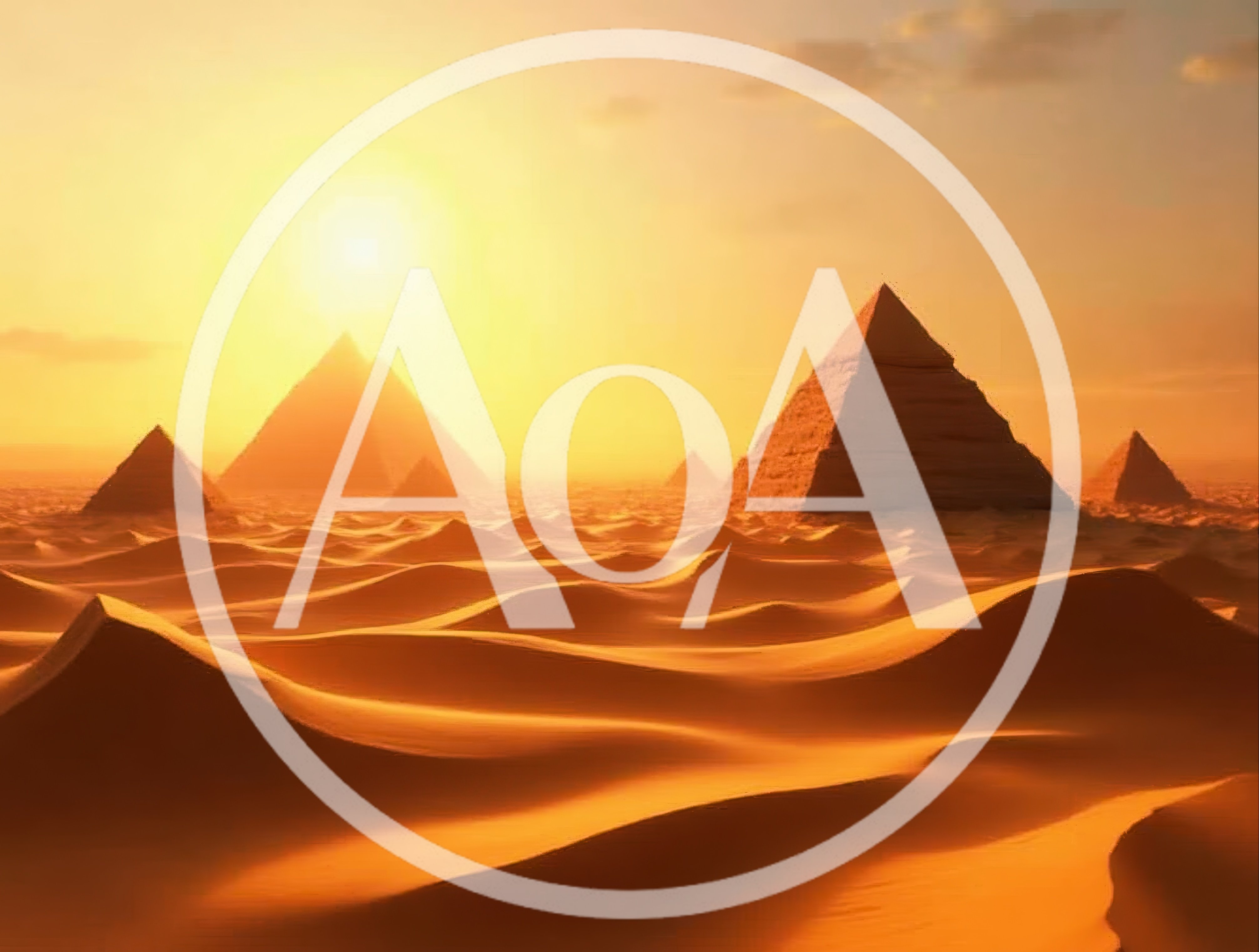 Ancient Egyptian Pyramids In The Desert At Sunset