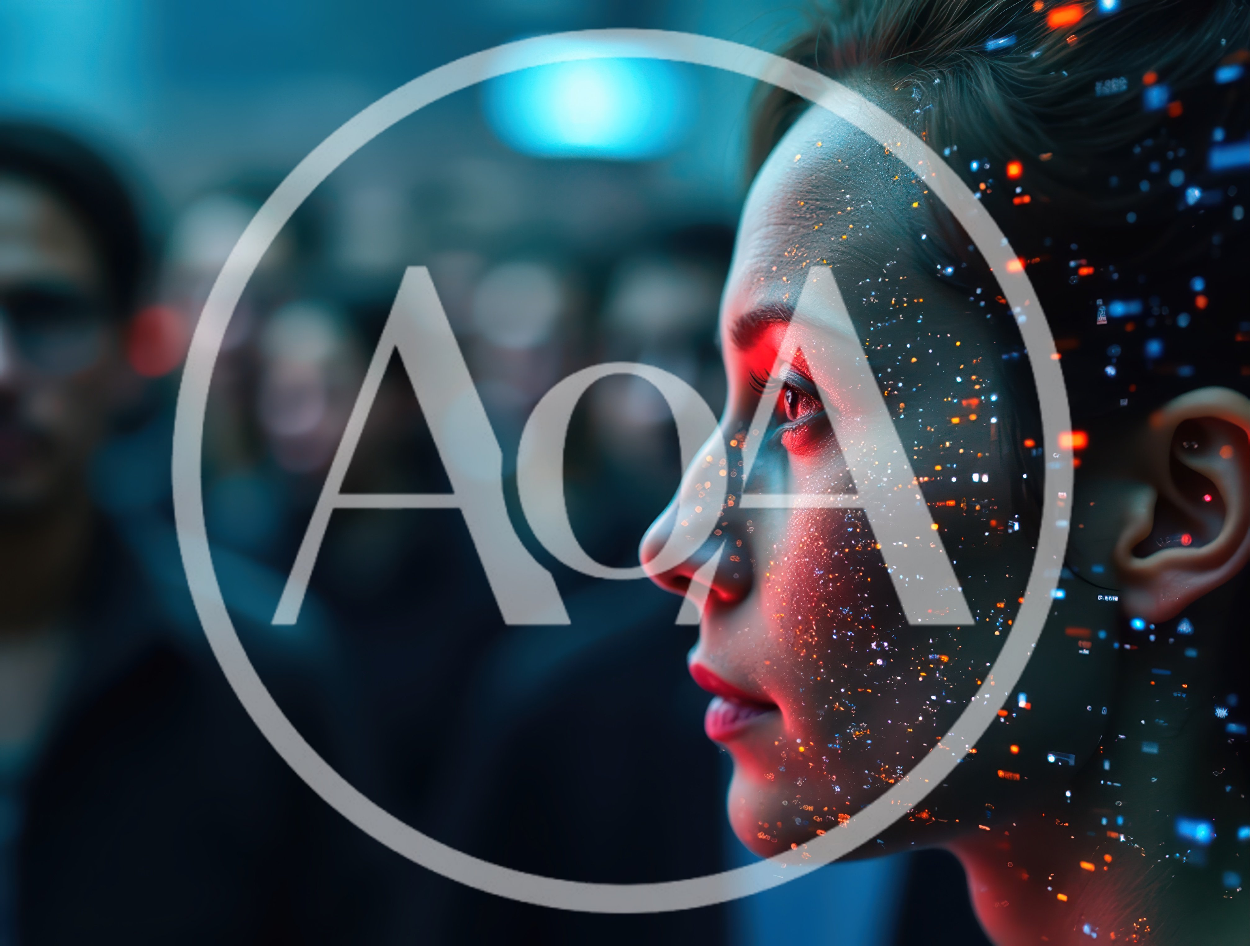Digital Facial Recognition Scan of a Woman