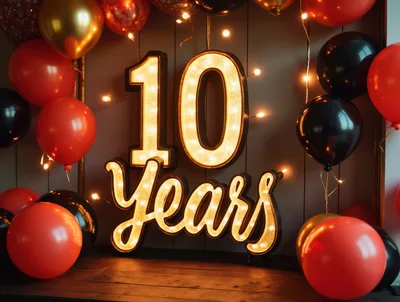 10th Anniversary Celebration Decor With Light Up Sign
