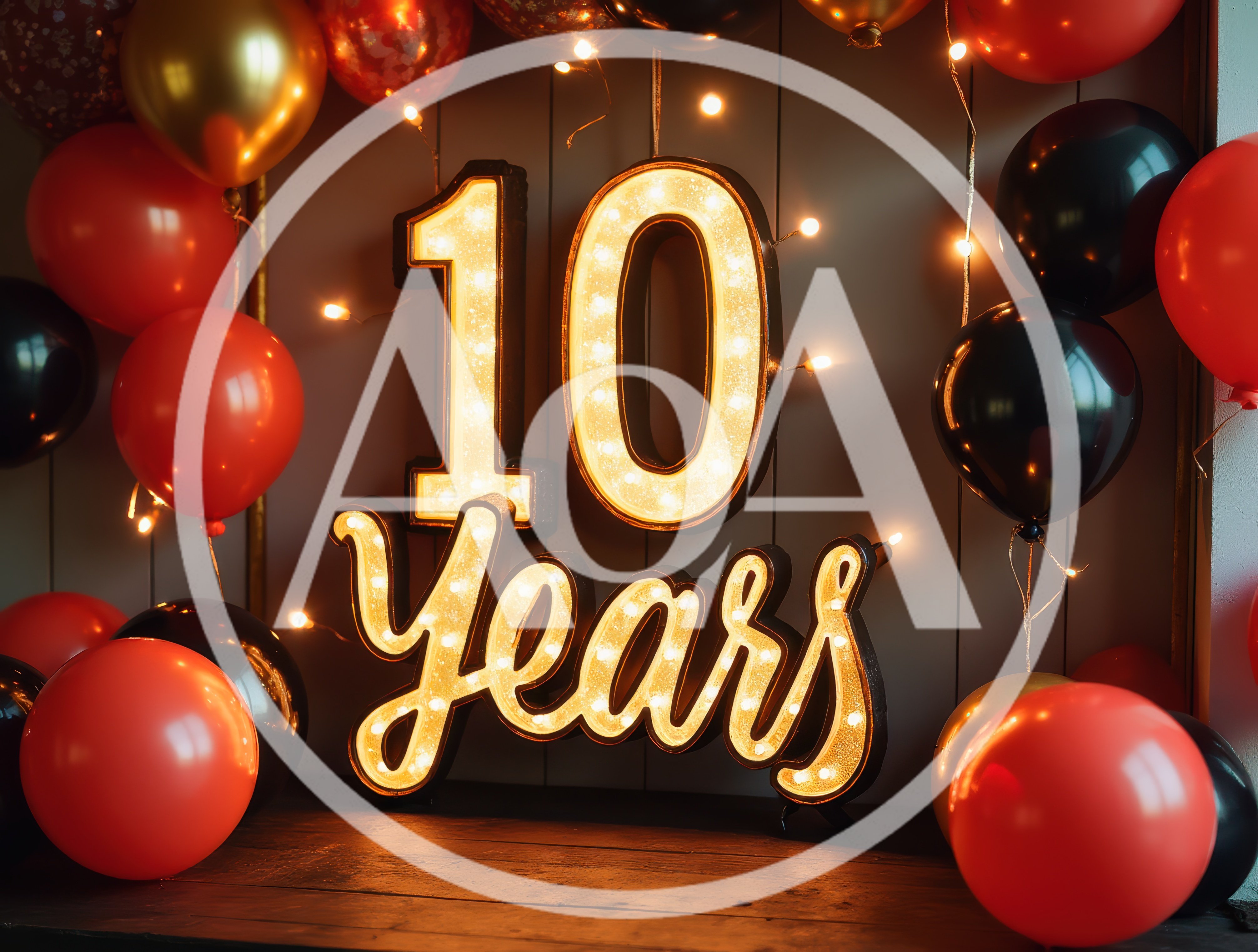 10th Anniversary Celebration Decor With Light Up Sign