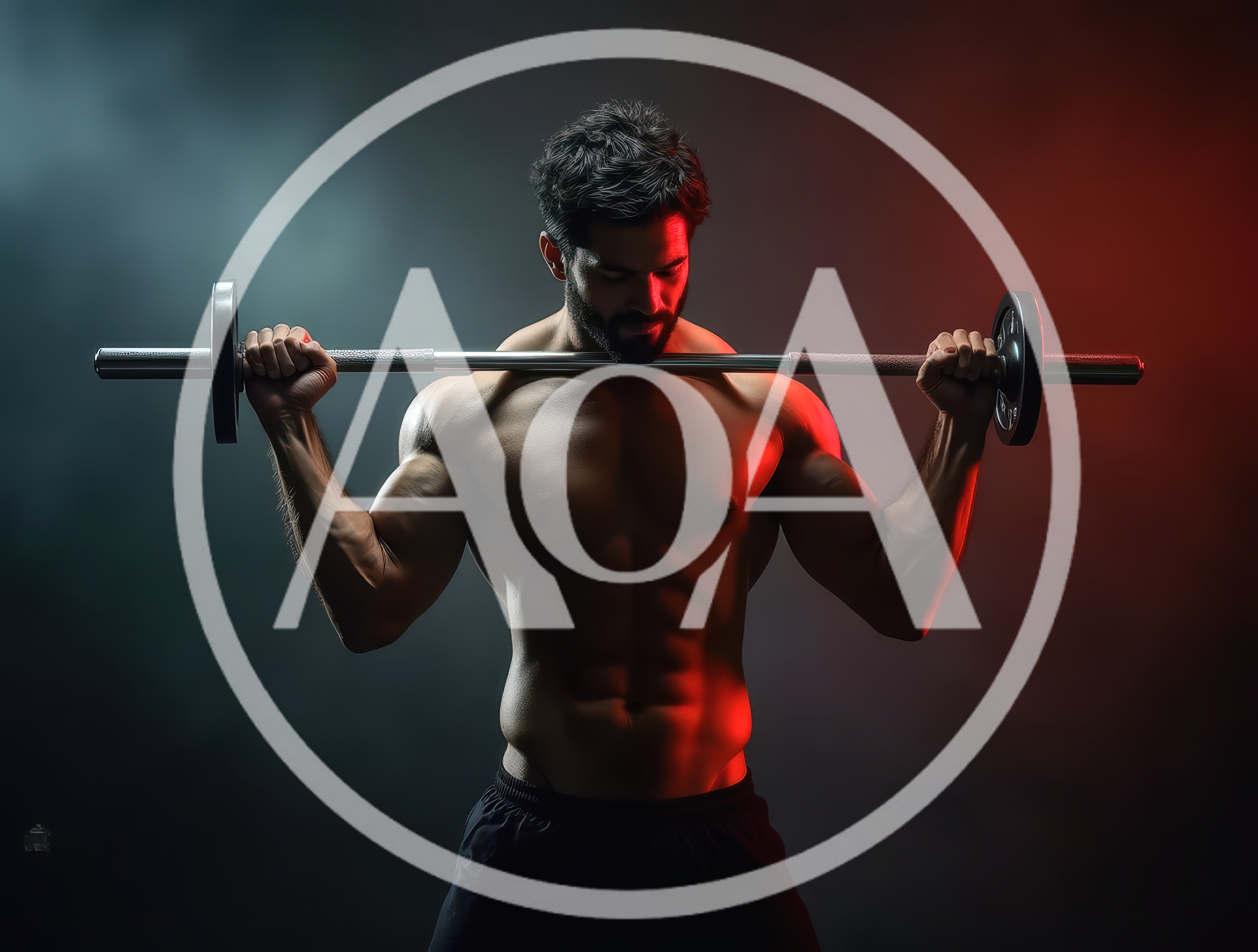 Muscular Man Performing Barbell Bicep Curls