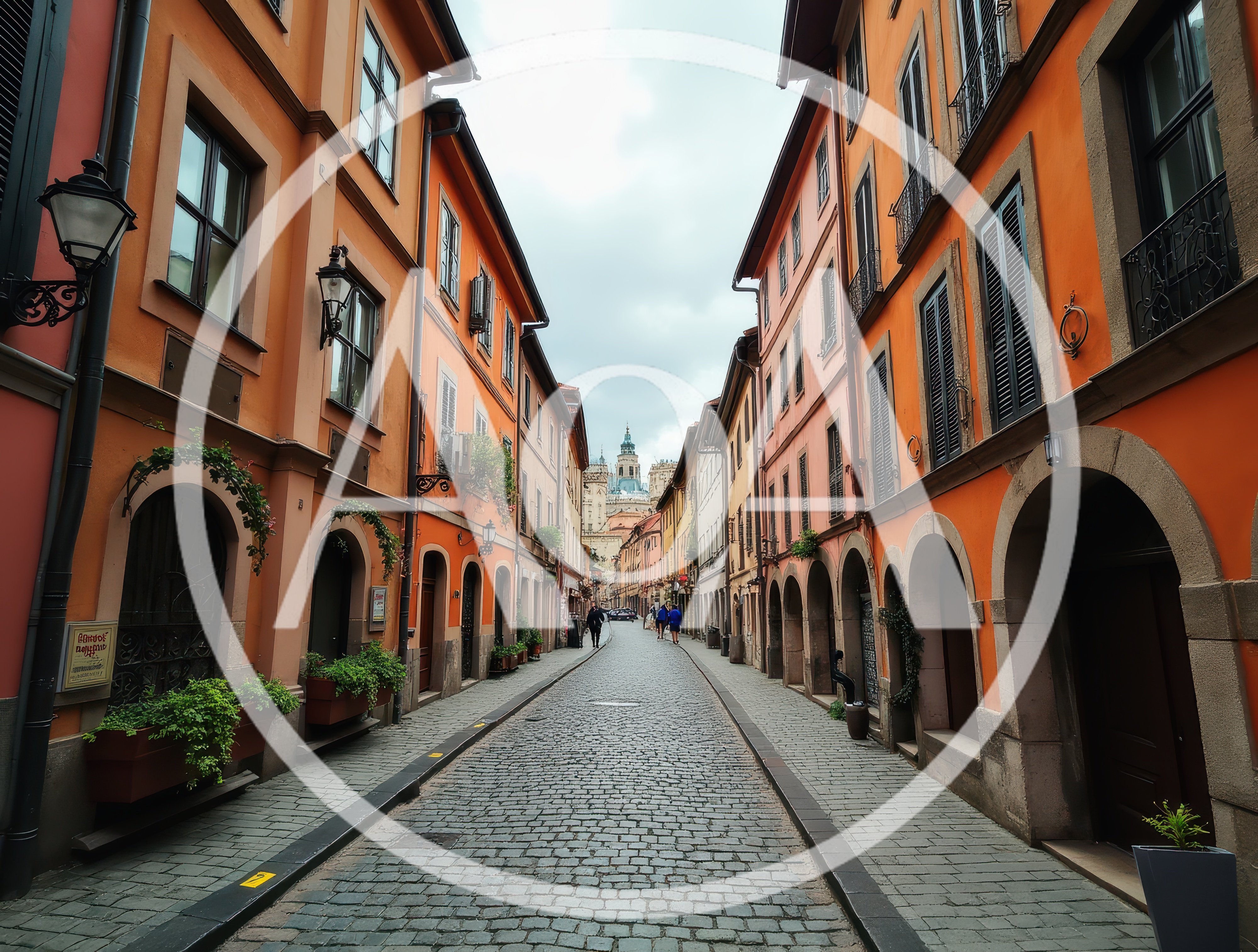 Cobblestone Street in Historic European City Center